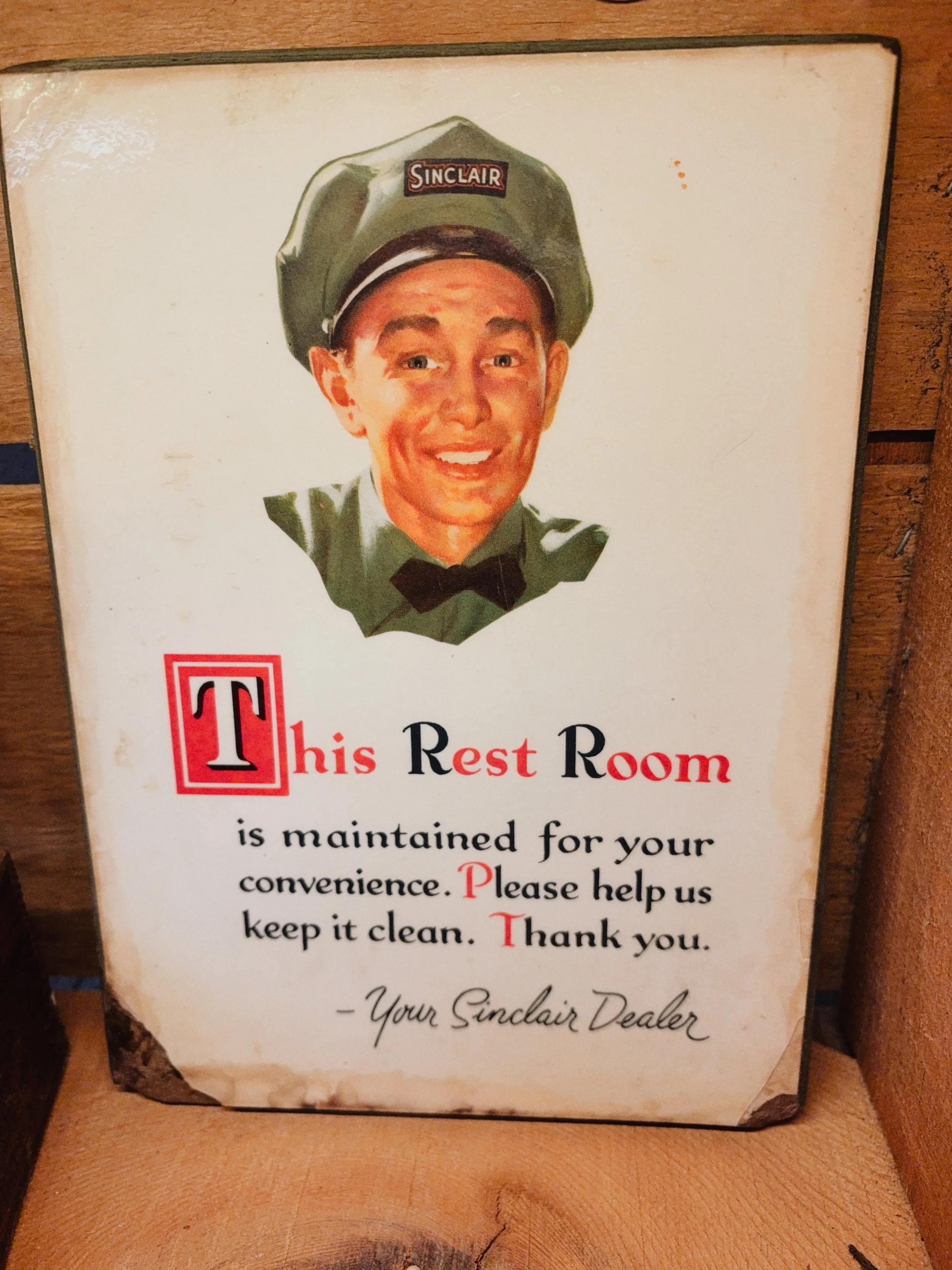 Vintage Sinclair Bathroom Sign | Great Graphic