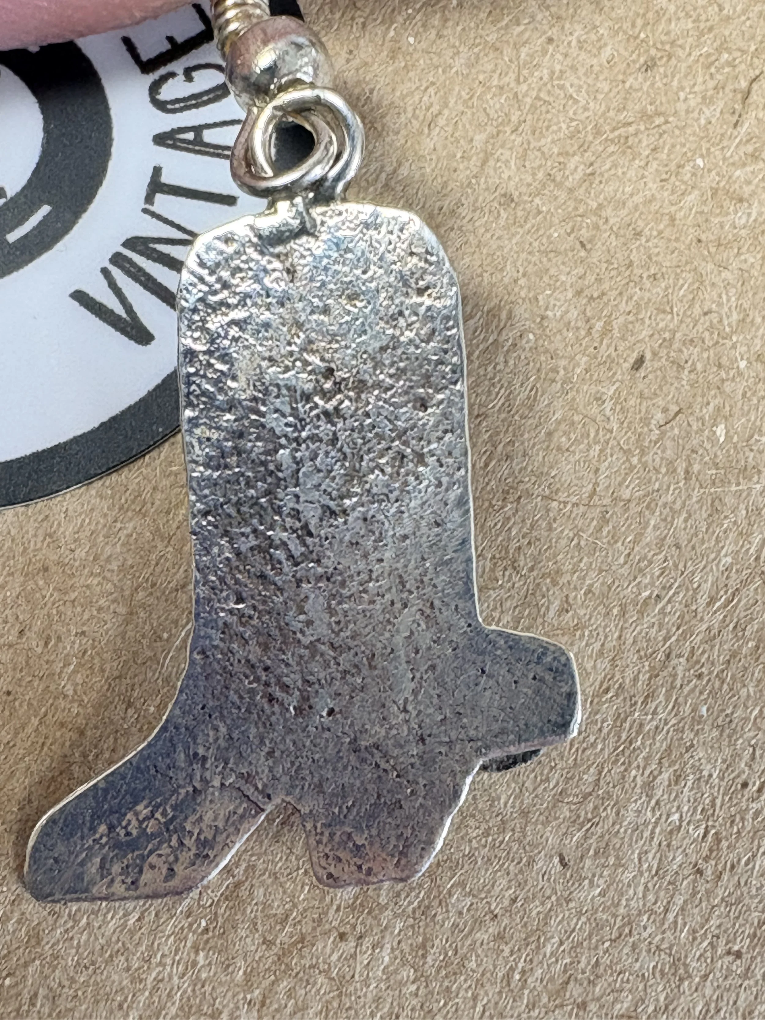 Turquoise Silver Cowgirl Boot Earrings #4