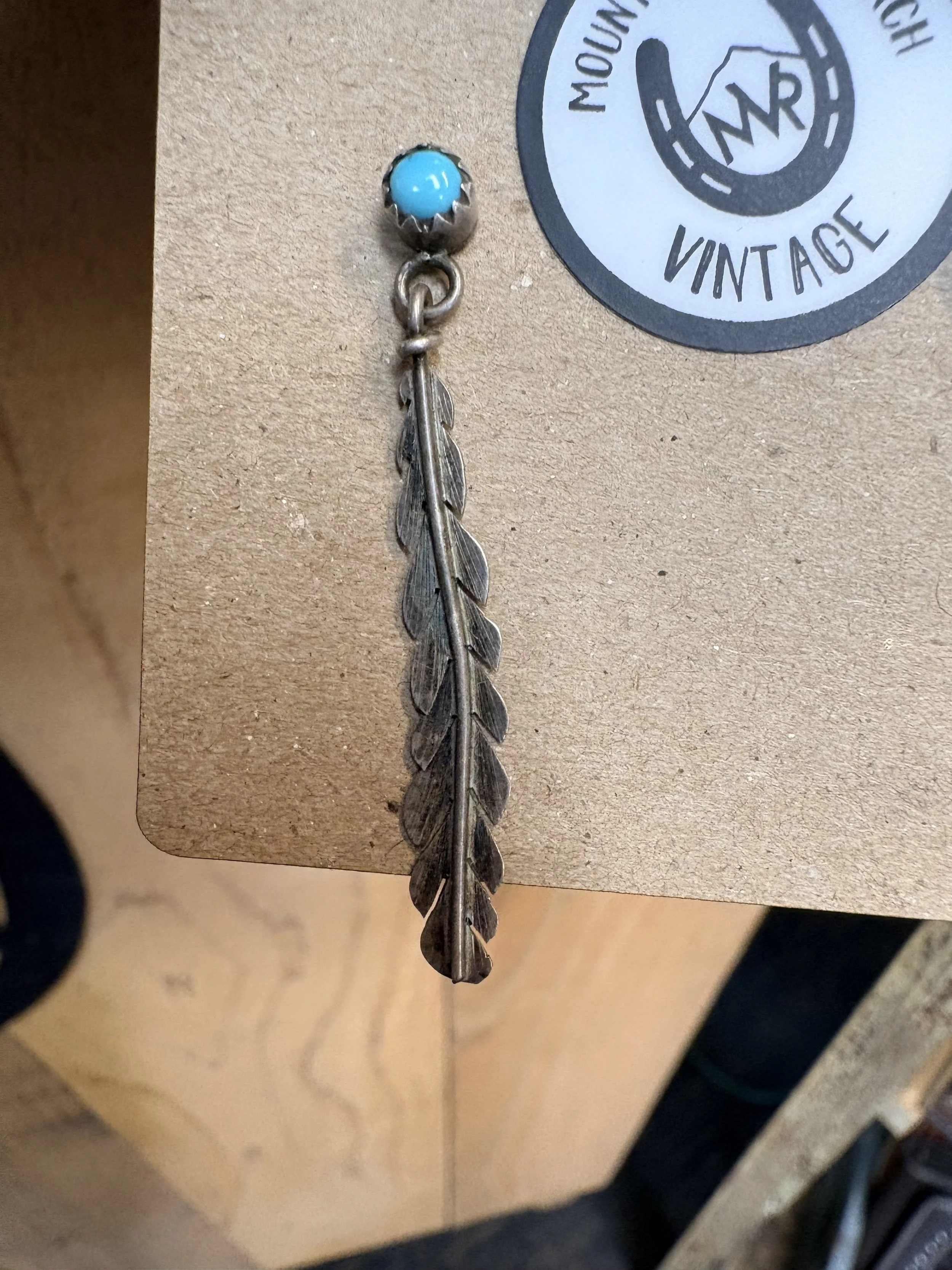 Turquoise Feather Earrings #3