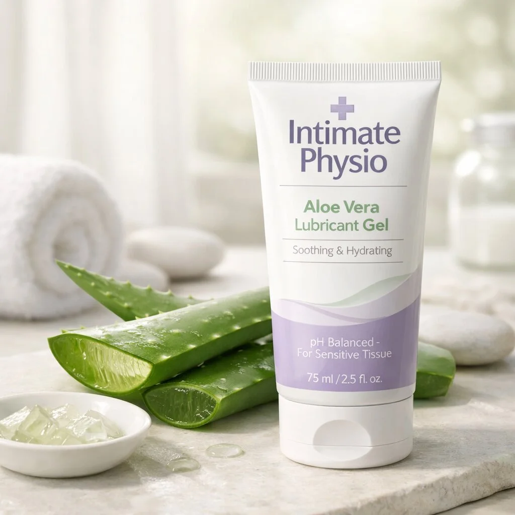 Aloe-based lubricant by Ova Physio designed to soothe sensitive vulvar tissue and support gentle hydration.