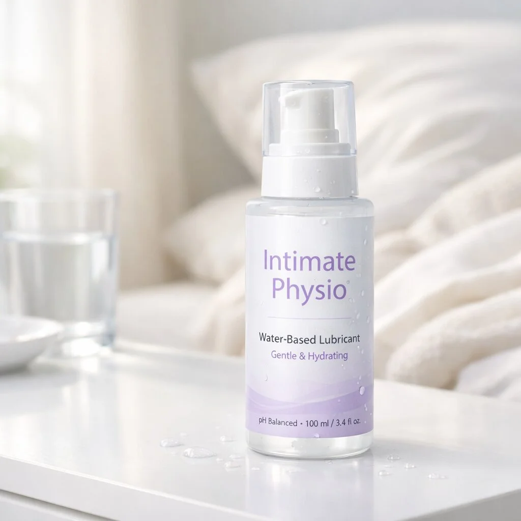 Water-based lubricant for women by Ova Physio, recommended by a pelvic floor physiotherapist for sensitive tissue and condom-safe use.