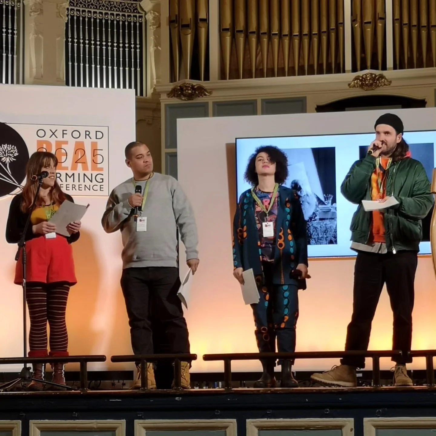 at the Oxford Real Farming Conference with a few of the Hot Poets (namely Liv Torc, Testament, and Diz Undone) 2025