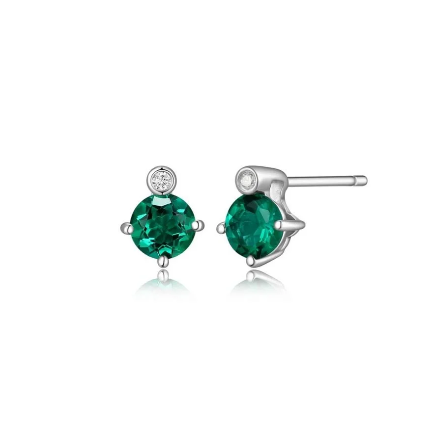 Birthstone Silver  stud earrings