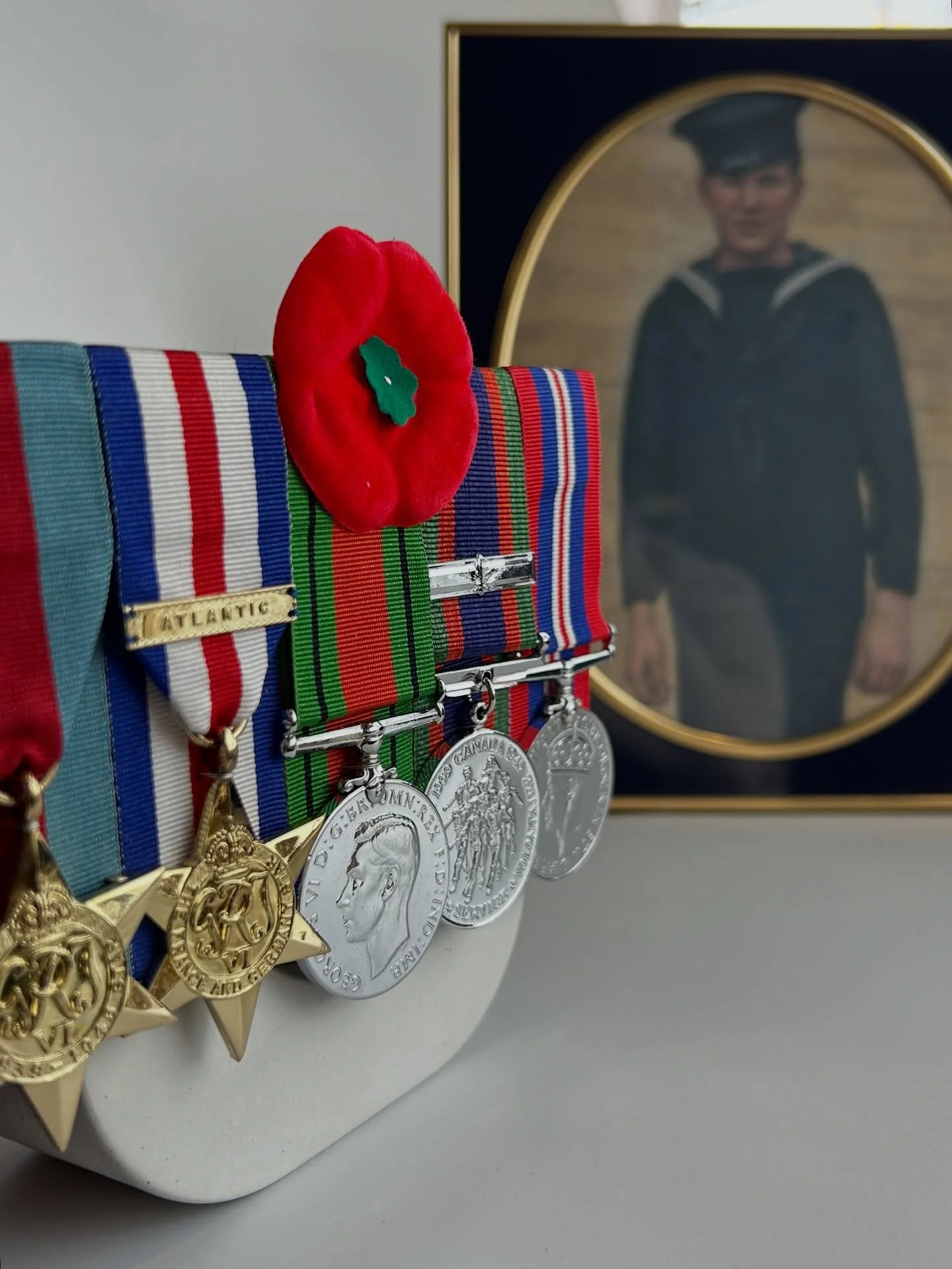 We honour all who served &mdash; especially my father, Leslie G. Sherring, along with my uncle, his blood brothers, and all the brothers who served in WWII. We thank you!
My Dad
Les Sherring served as a signalman aboard HMS Lunenburg for four years d