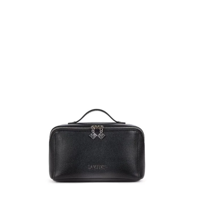 The Jolie - Black Vegan leather makeup bag