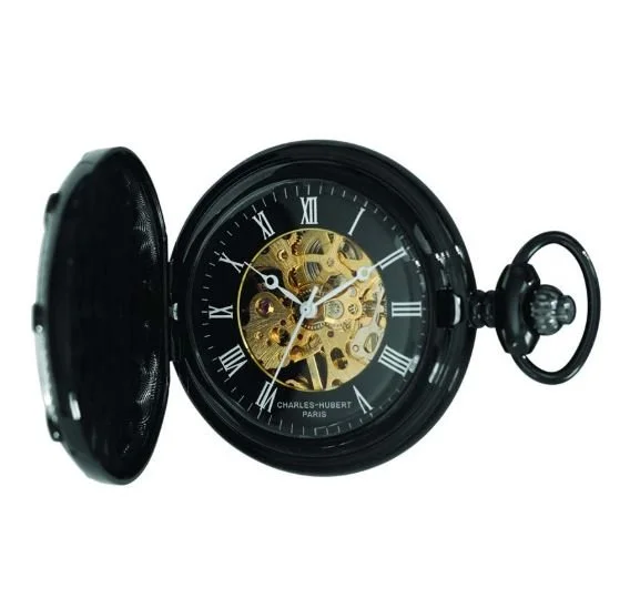 Charles Hubert Black-Plated Full Hunter Mechanical Pocket Watch