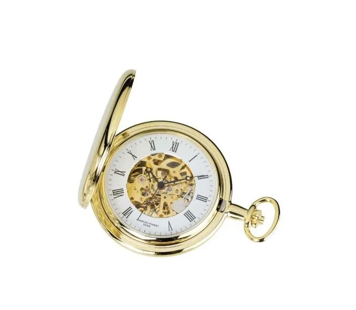 Charles Hubert Gold-Plated Hunter Mechanical Pocket Watch