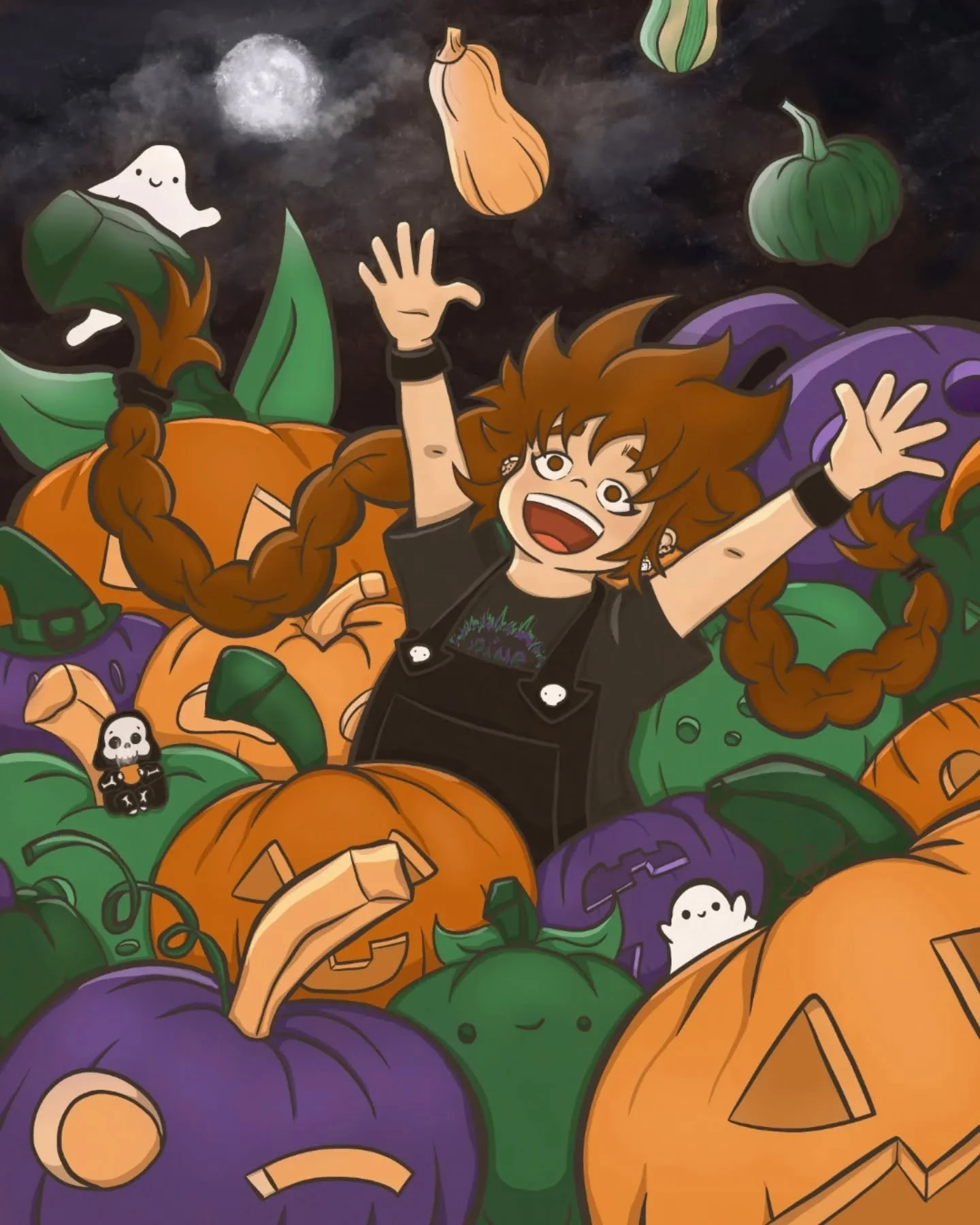🎃 J'aime les courges !!!!! (Et l'Halloween) 🎃

C'est l'enthousiasme d'une amie concernant les courges qui m'a inspir&eacute; l'id&eacute;e de cette illustration.

Il y a une bonne couple d'ann&eacute;es de &ccedil;a, je jasais avec cette amie de l'