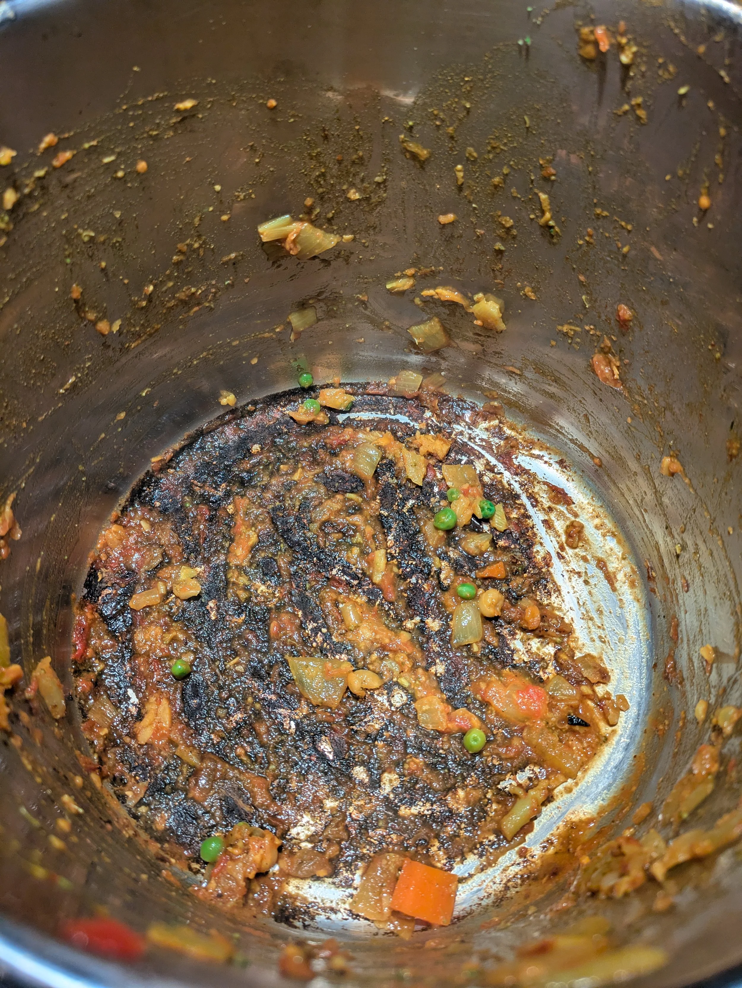 Un fond de chaudron cramé car j'ai eu une petite erreur d'inattention