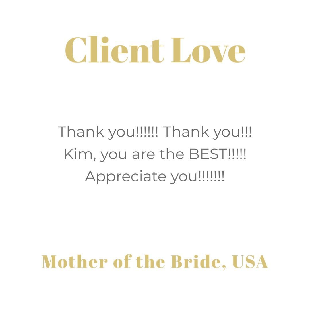 Sometimes the simplest expressions of client love are the best. Especially when they are followed by a ridiculous amount of exclamation points!!!!!!!!!!

Loving the appreciation from this Mother of the Bride for bridal dressing services at an epic we