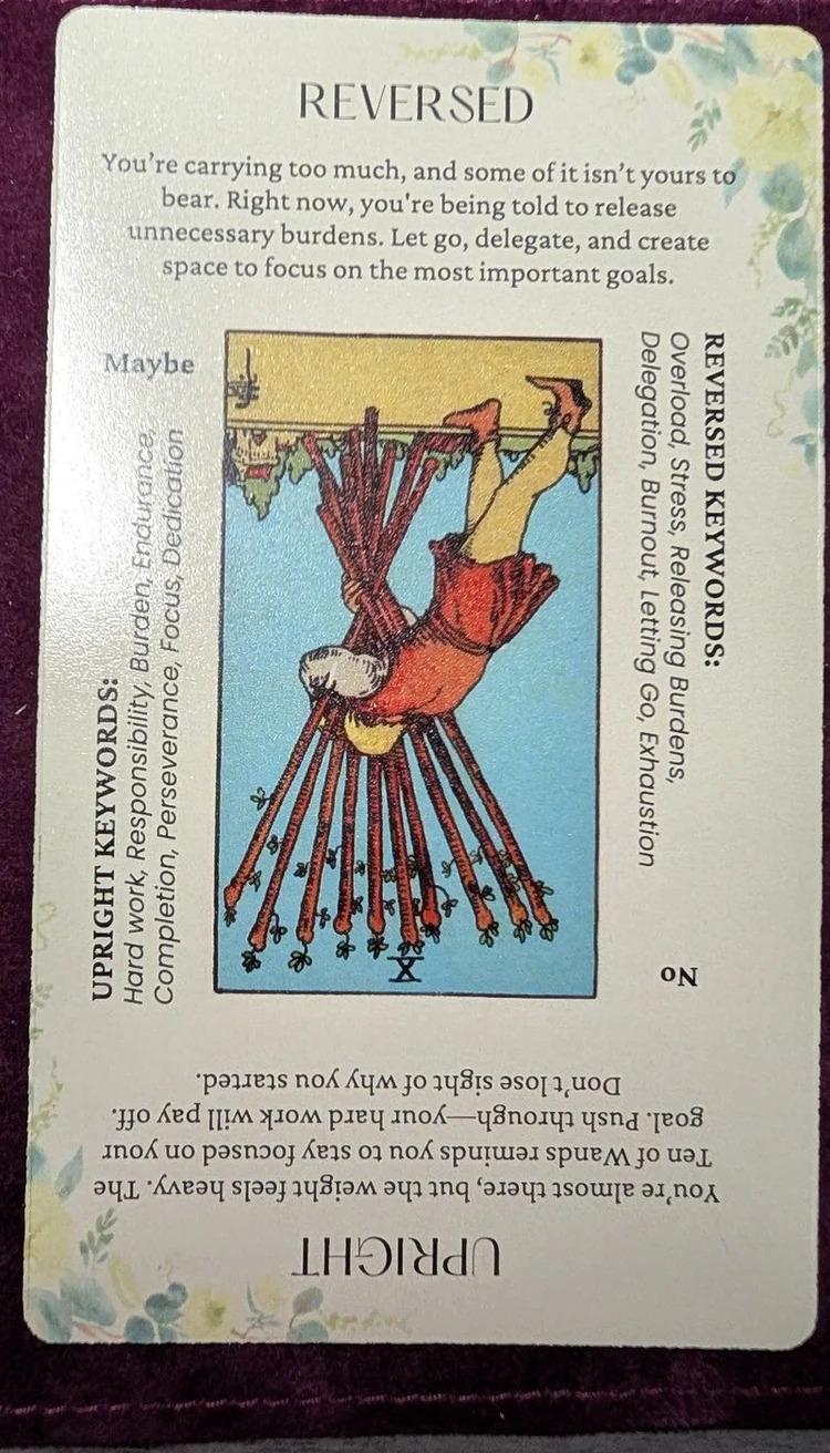 Ten of Wands reversed