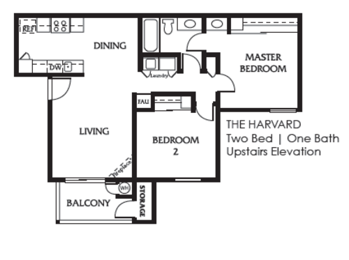 The Harvard - TWO BED | ONE BATH (upstairs elevation)