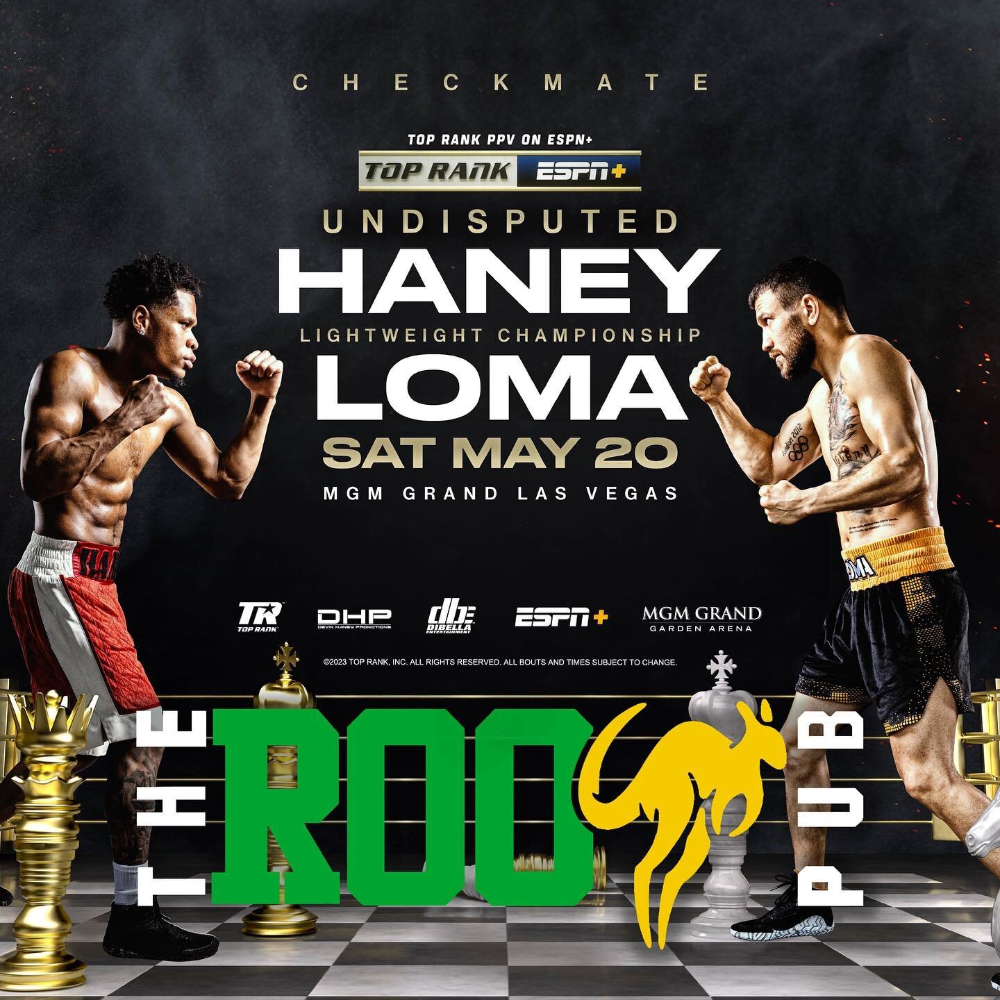 Join us at The Roo Pub this Saturday for an epic boxing showdown! Haney Vs Loma! 🥊🍻 Grab your friends, grab a drink, and witness the action on our big screens! Don't miss this thrilling match! 🎉
#TheRooPub #Boxing SportsBar
