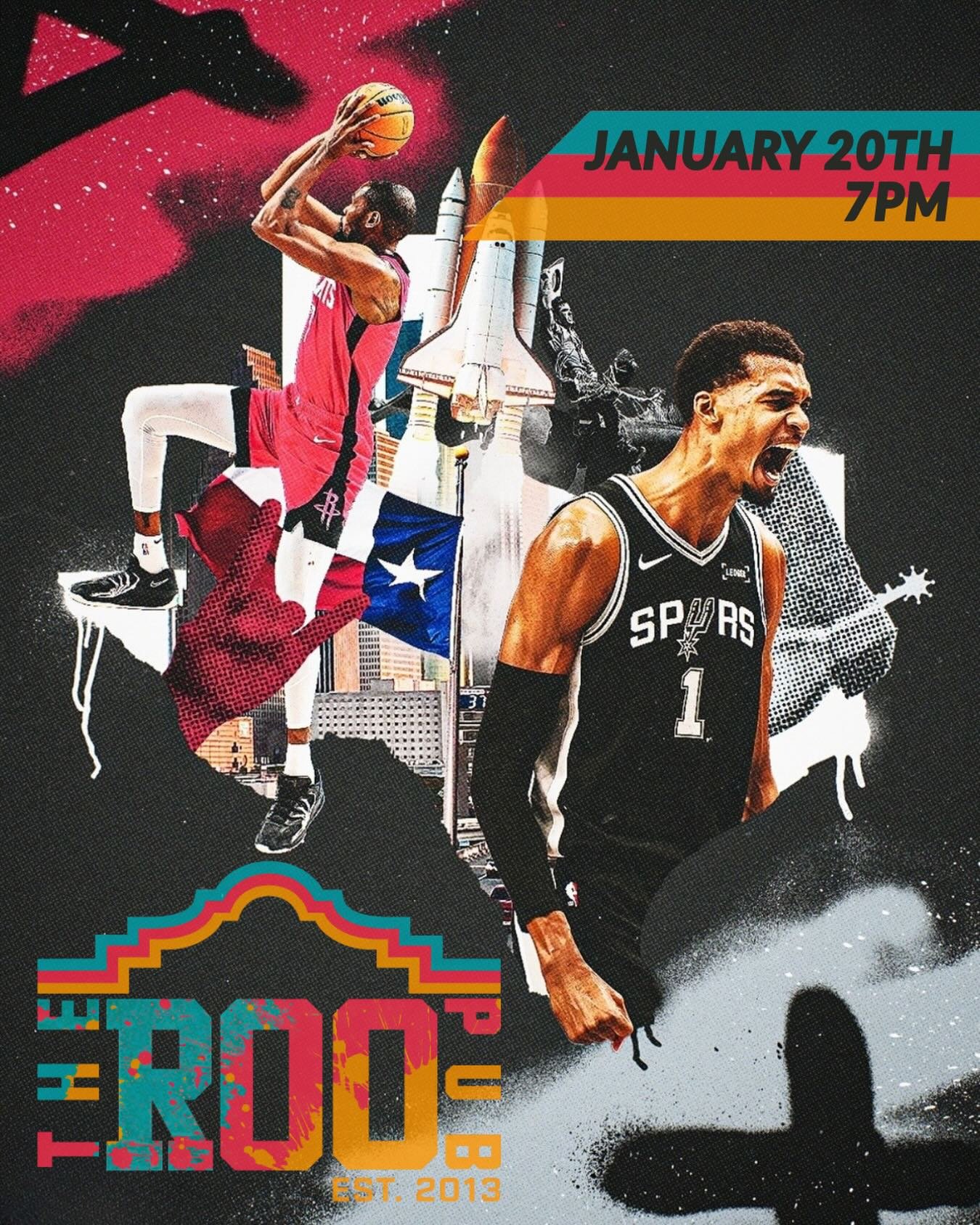 🔥 SPURS VS HOUSTON 🔥
Tonight at 7PM

This is the BEST place to catch every Spurs game 🖤🤍
Your official Spurs Watch Party Headquarters 📍 The Roo Pub

Big screens. Cold drinks. Loud crowd.
Where Spurs fans unite &mdash; let&rsquo;s get rowdy 🏀🔥
