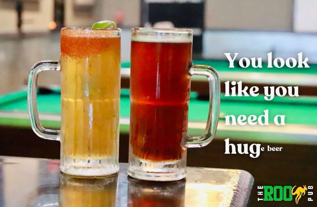 🍺 You look like you need a hug(e beer).

We&rsquo;ve got the boomer beers &mdash; big, cold, and exactly what you need right now.
Swing by The Roo Pub, grab a cold one, and let the beer do the hugging. 🦘💛

#TheRooPub #HugeBeerEnergy #BoomerBeers #