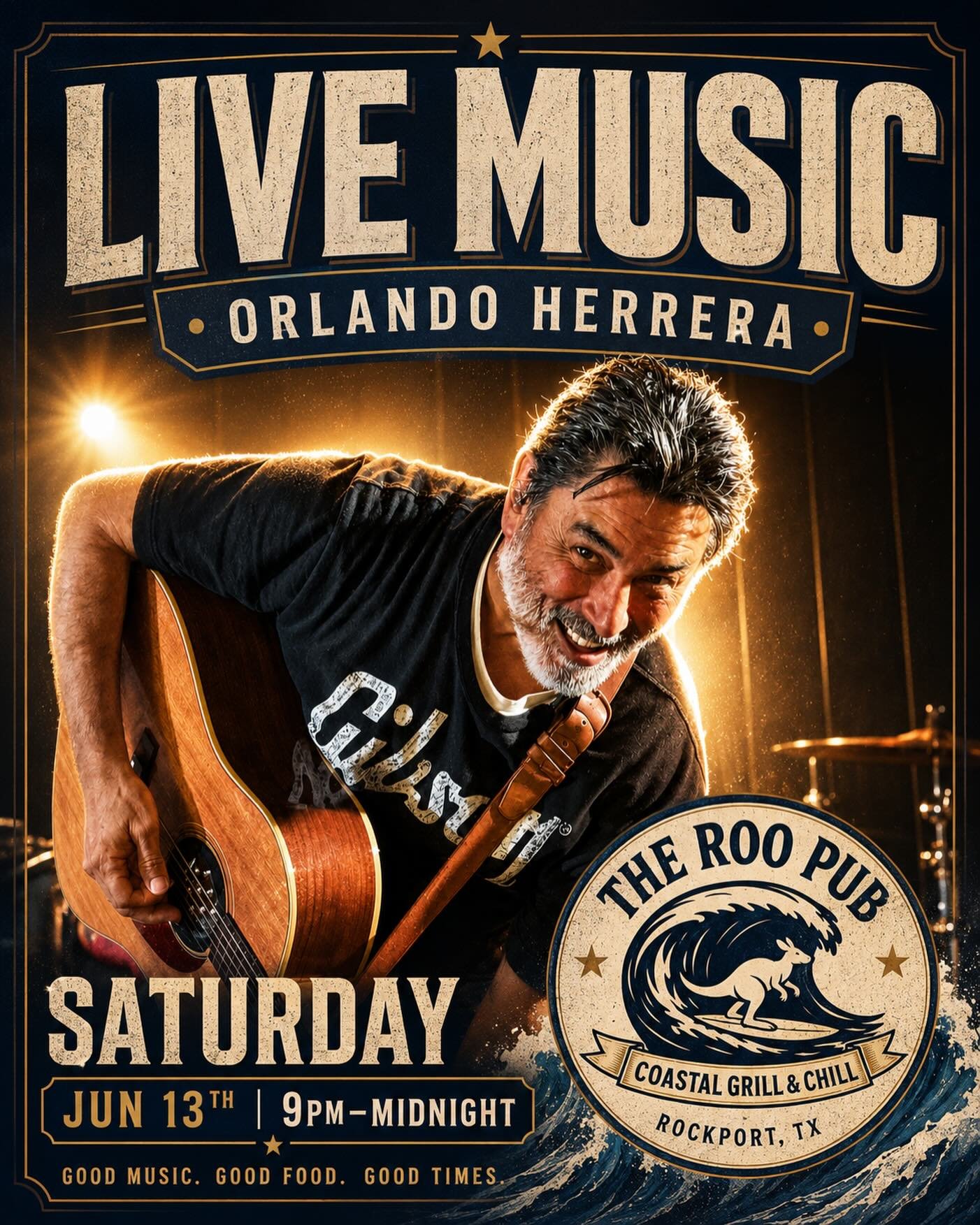Live music is back at The Roo Pub Coastal Grill &amp; Chill this Saturday! 🎶

Join us for an evening with Orlando Herrera as he brings the tunes from 9PM&ndash;Midnight. Grab your friends, enjoy great food, cold drinks, and kick back with some live 