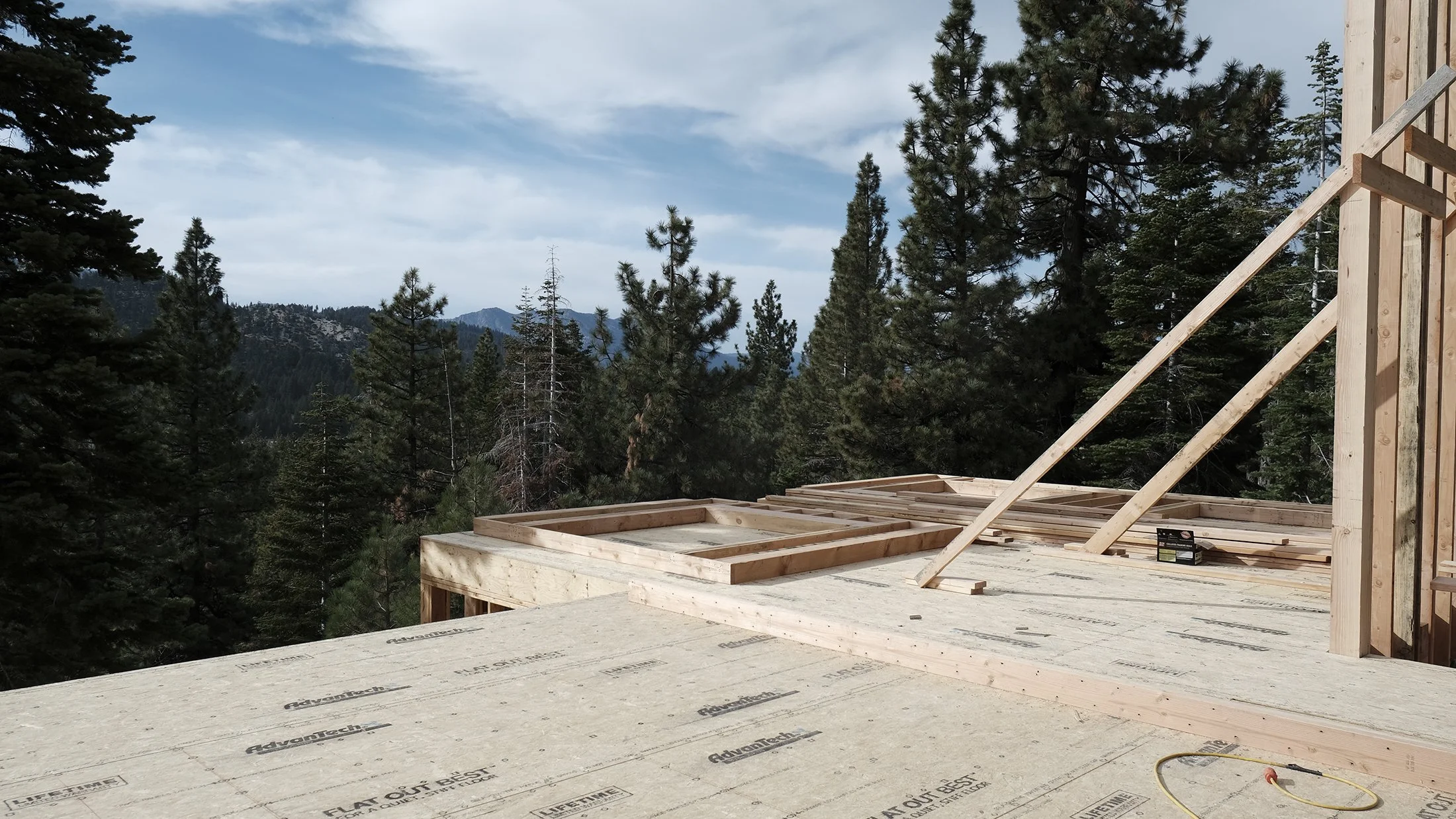 Looking out toward the Sierras from the first floor of a new home being built in South Lake Tahoe
