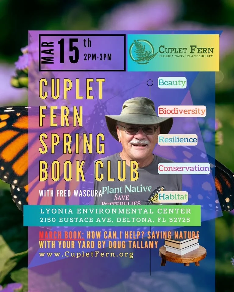 Cuplet Fern Spring Book Club, Lyonia Environmental Center, March 15, 2-3 PM