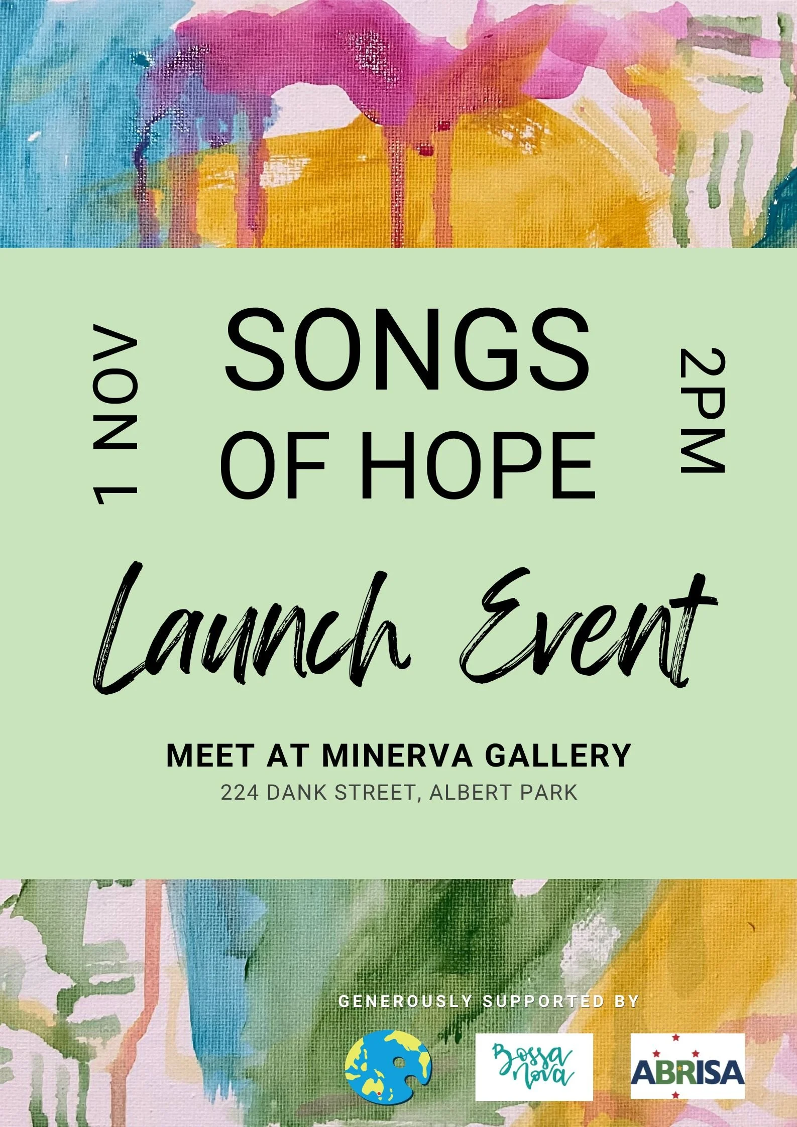 Songs of Hope&nbsp;at 2pm, 1 November at Minerva Gallery