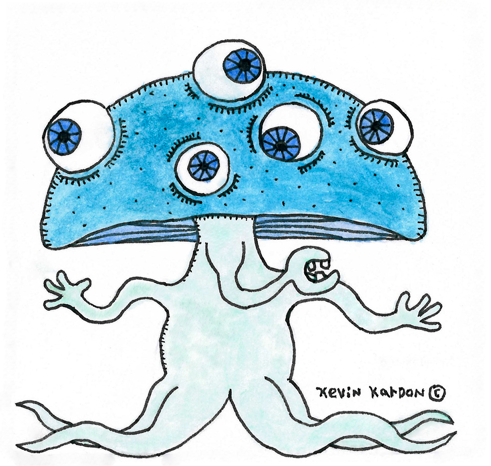 'Blue Vision' Mushroom Sticker- Kevin Kardon