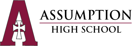 Logo with a large maroon letter 'A' and a white cross with black outline in the center.