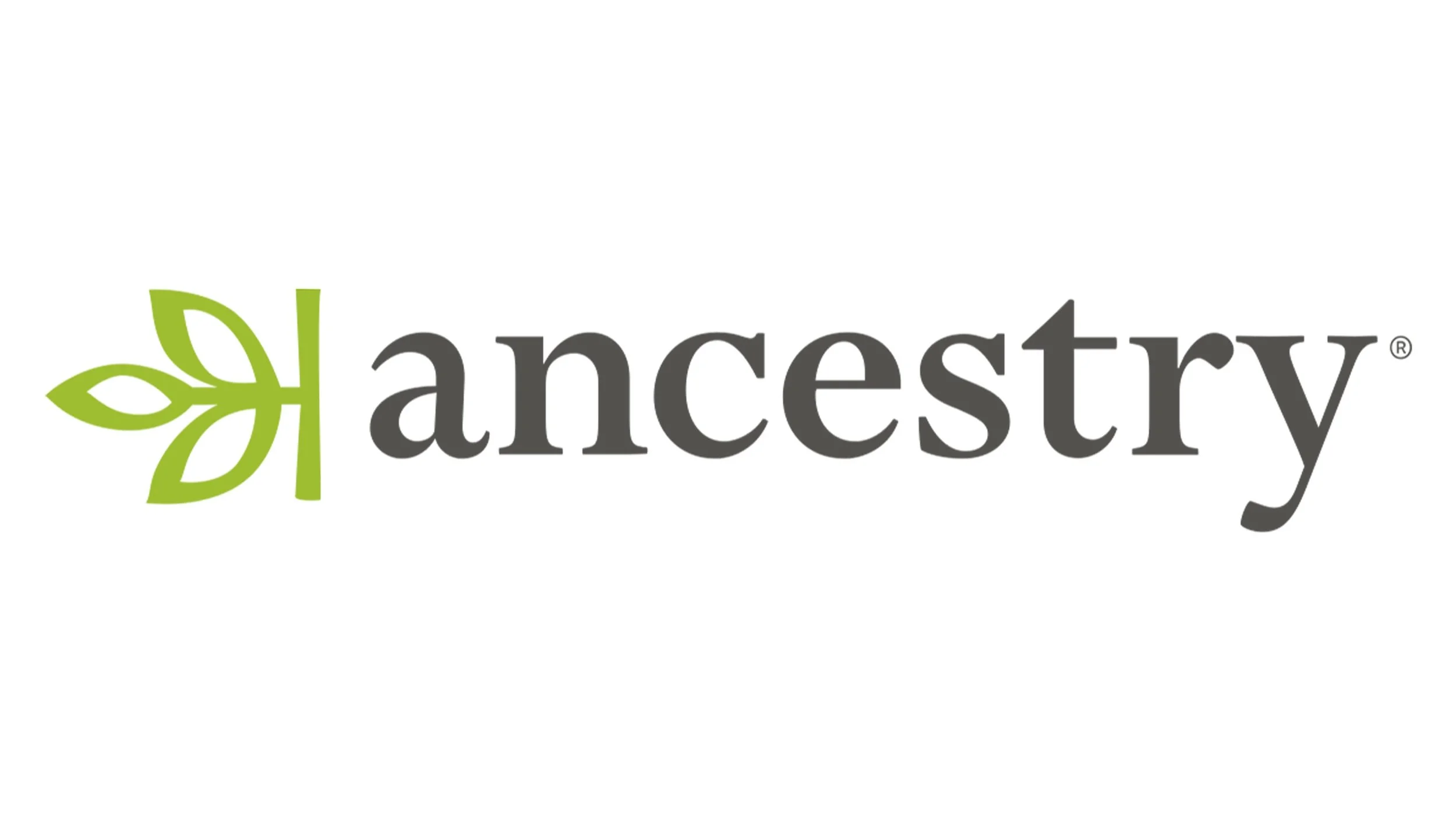A logo for Ancestry featuring a green leaf design next to the word 'ancestry' in black lowercase letters.