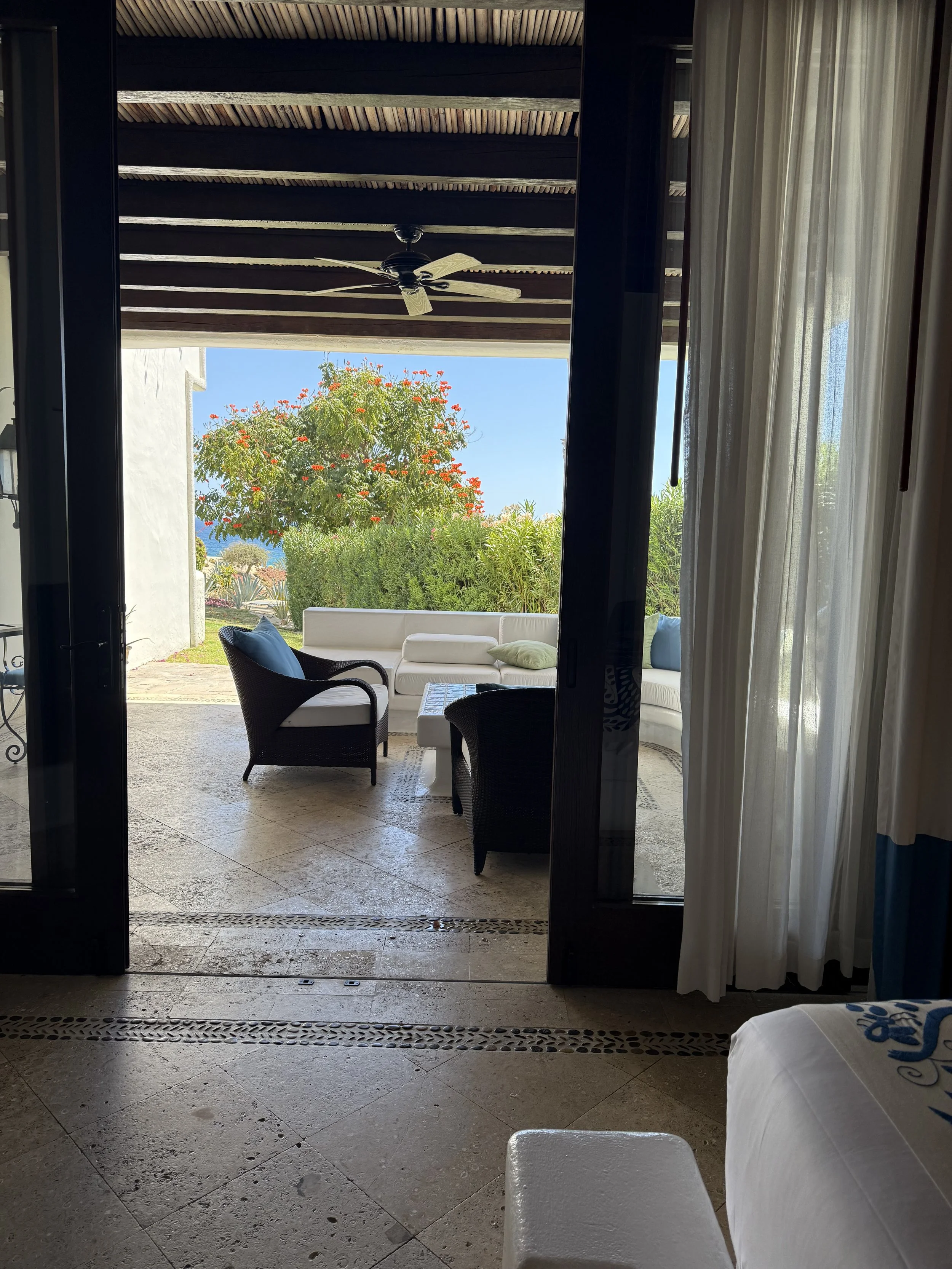 Outdoor terrace seating: perfect for morning coffee or a quiet read.