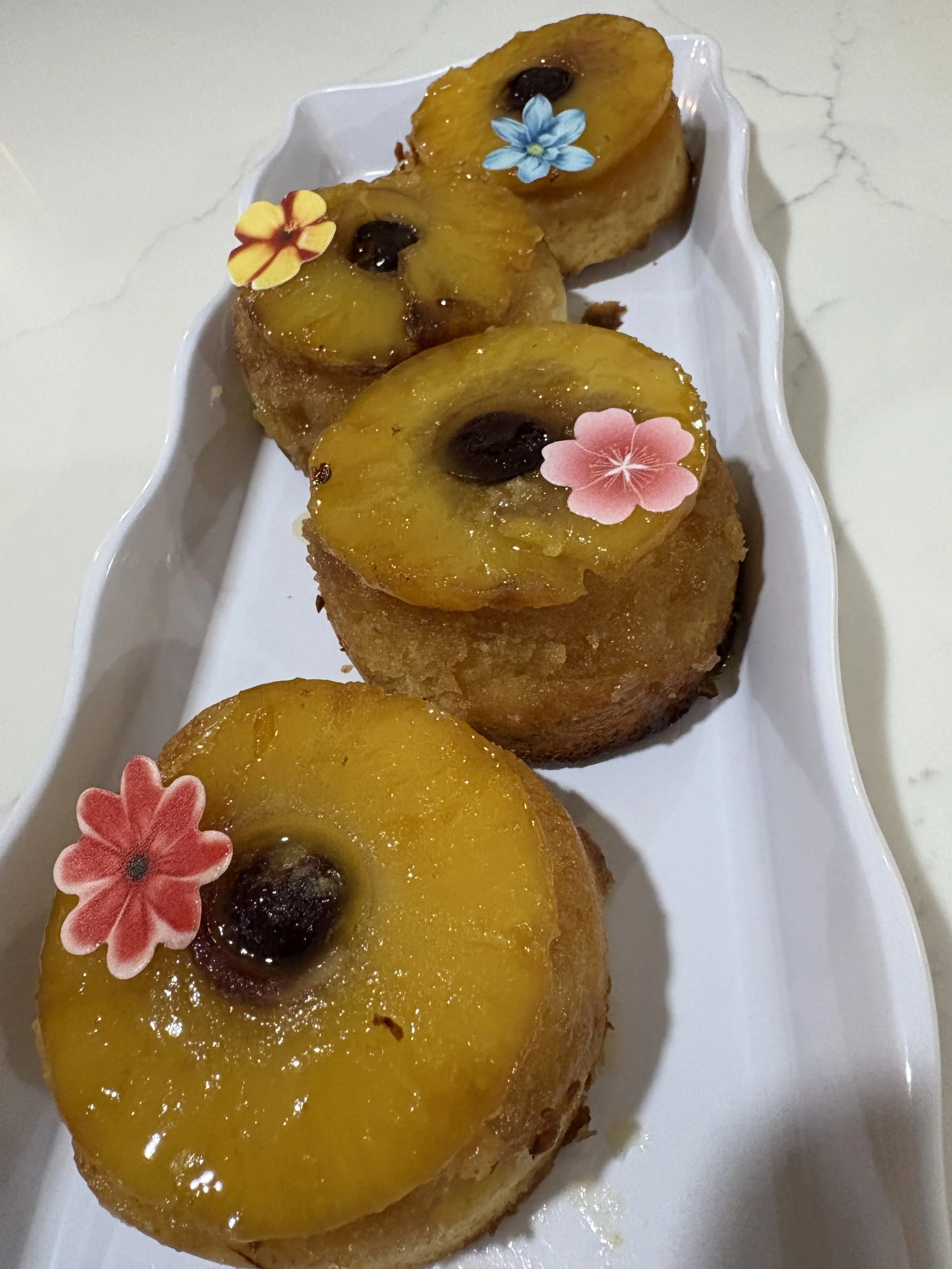 Local guest Chef Brandon L was at it again! He baked up these delicious Aloha Pineapple upside down cakes to help us raise money for our move!