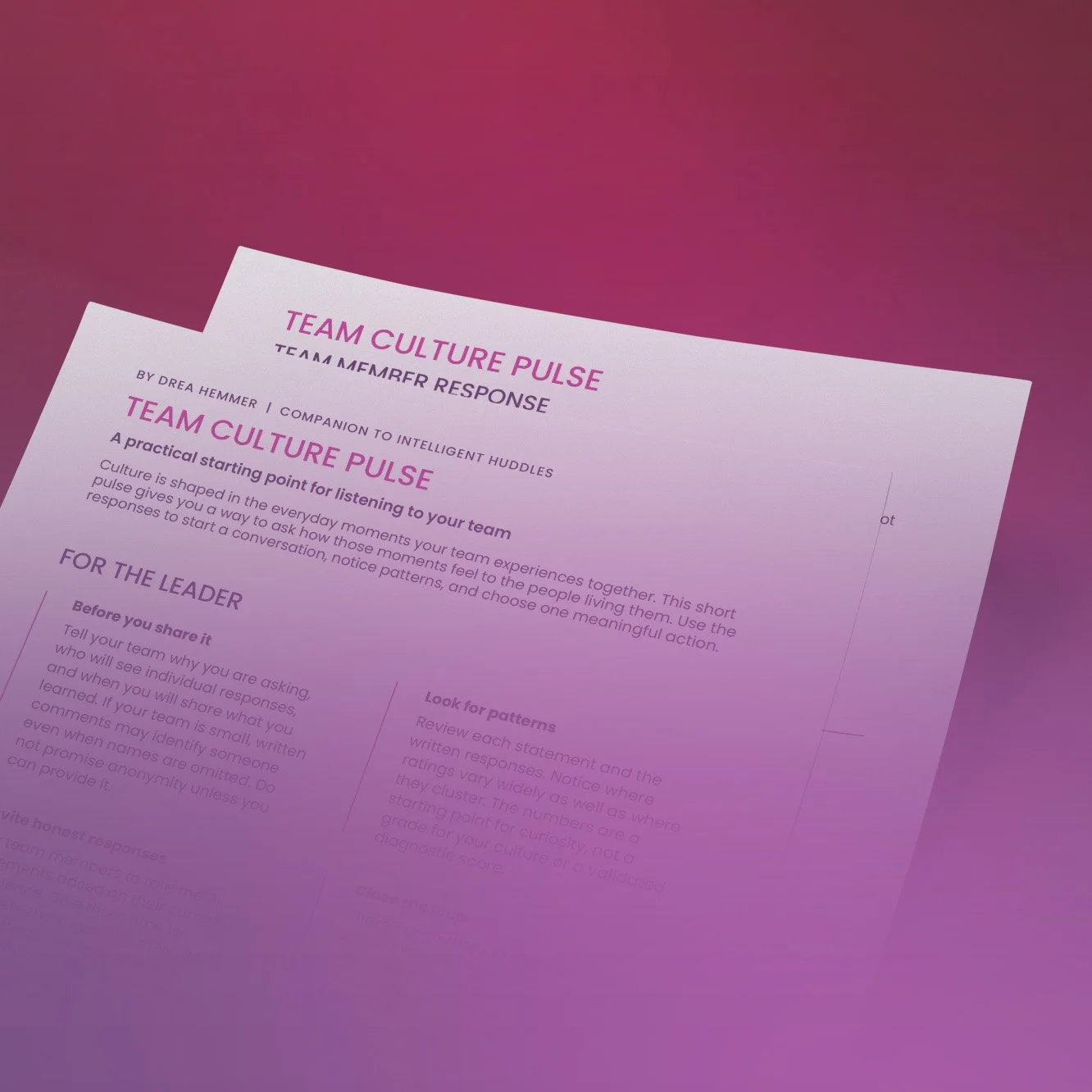 Drea Hemmer's Team Culture Pulse activity, available for free,