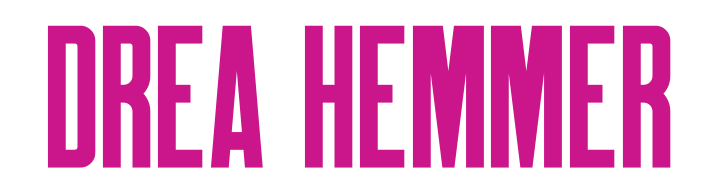 Logo that reads Drea Hemmer in bright pink.