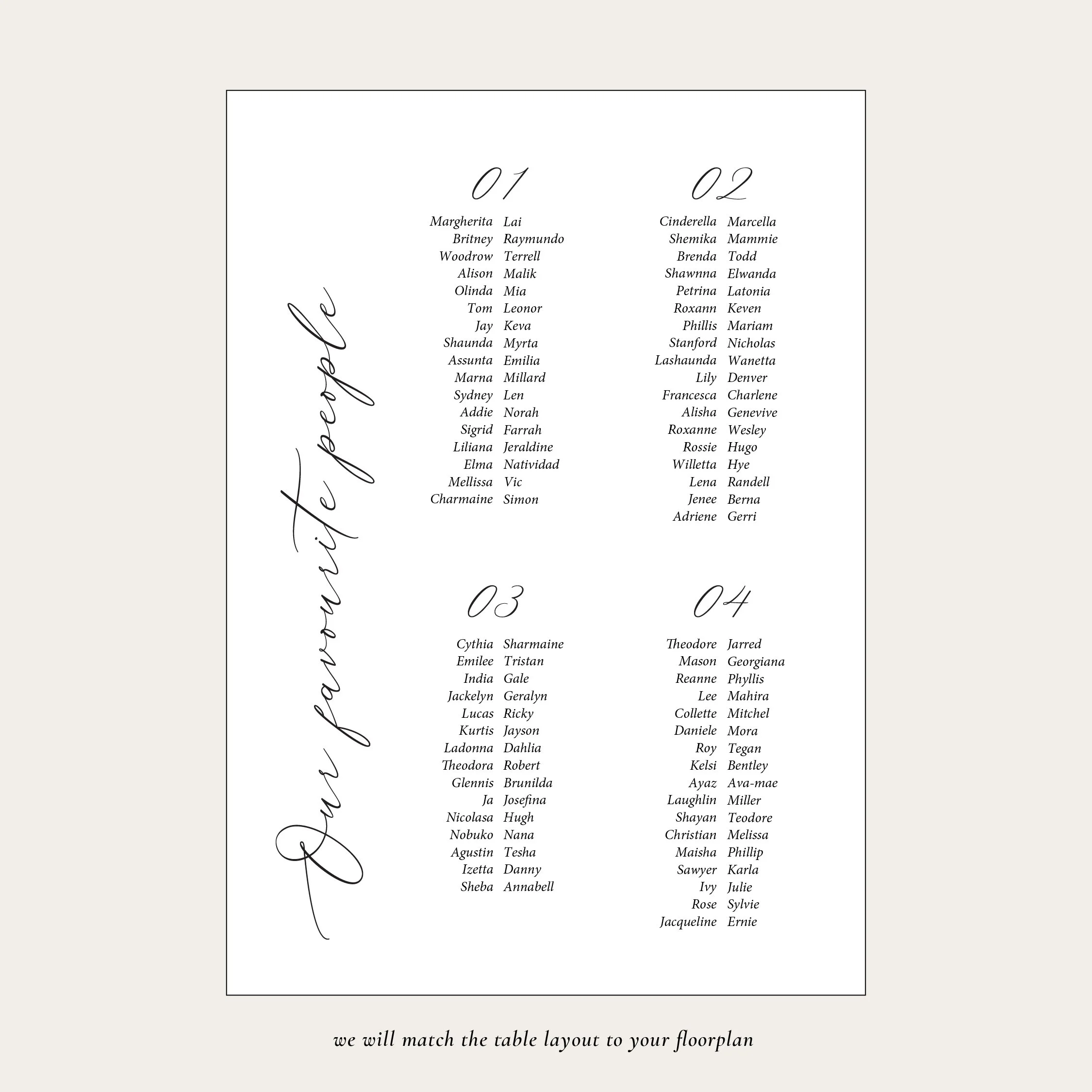 Seating Chart — Designs to Adore