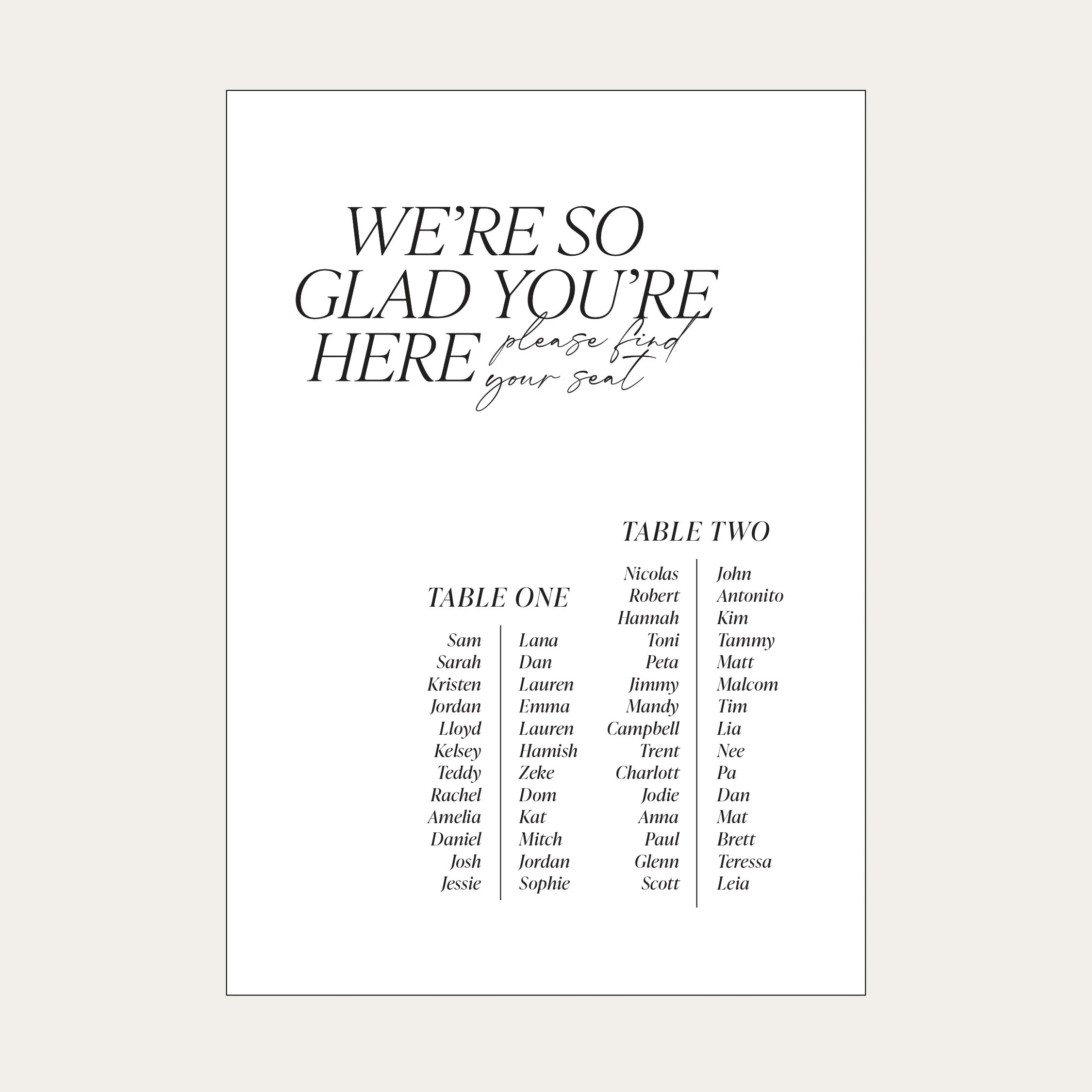 Seating Chart — Designs to Adore