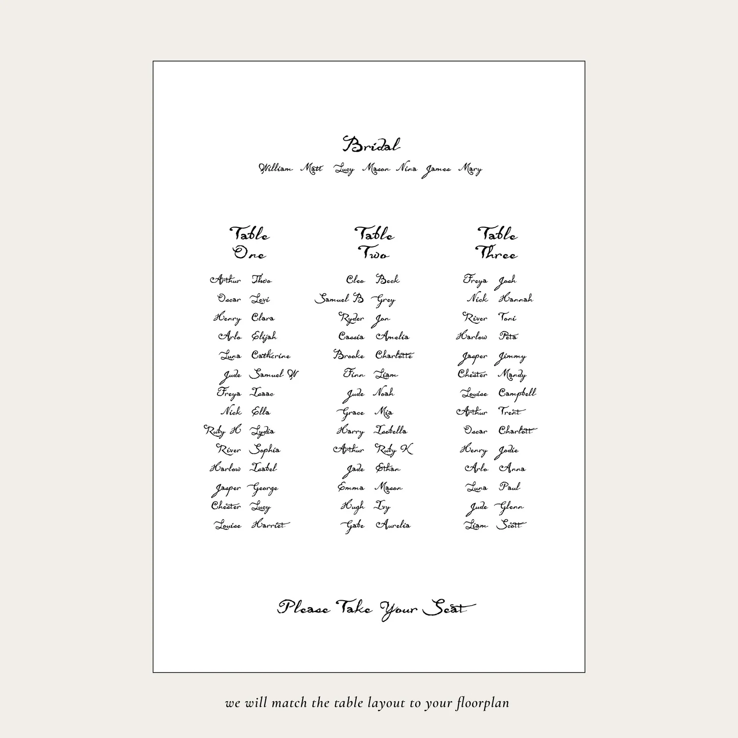 Seating Chart — Designs to Adore