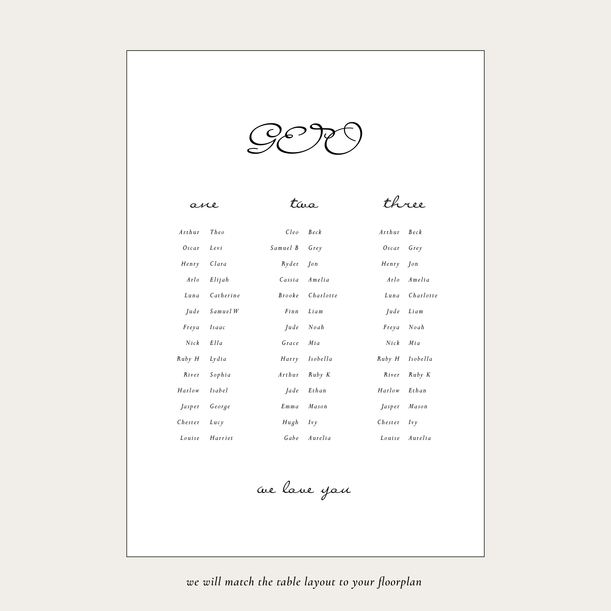 Seating Chart — Designs to Adore
