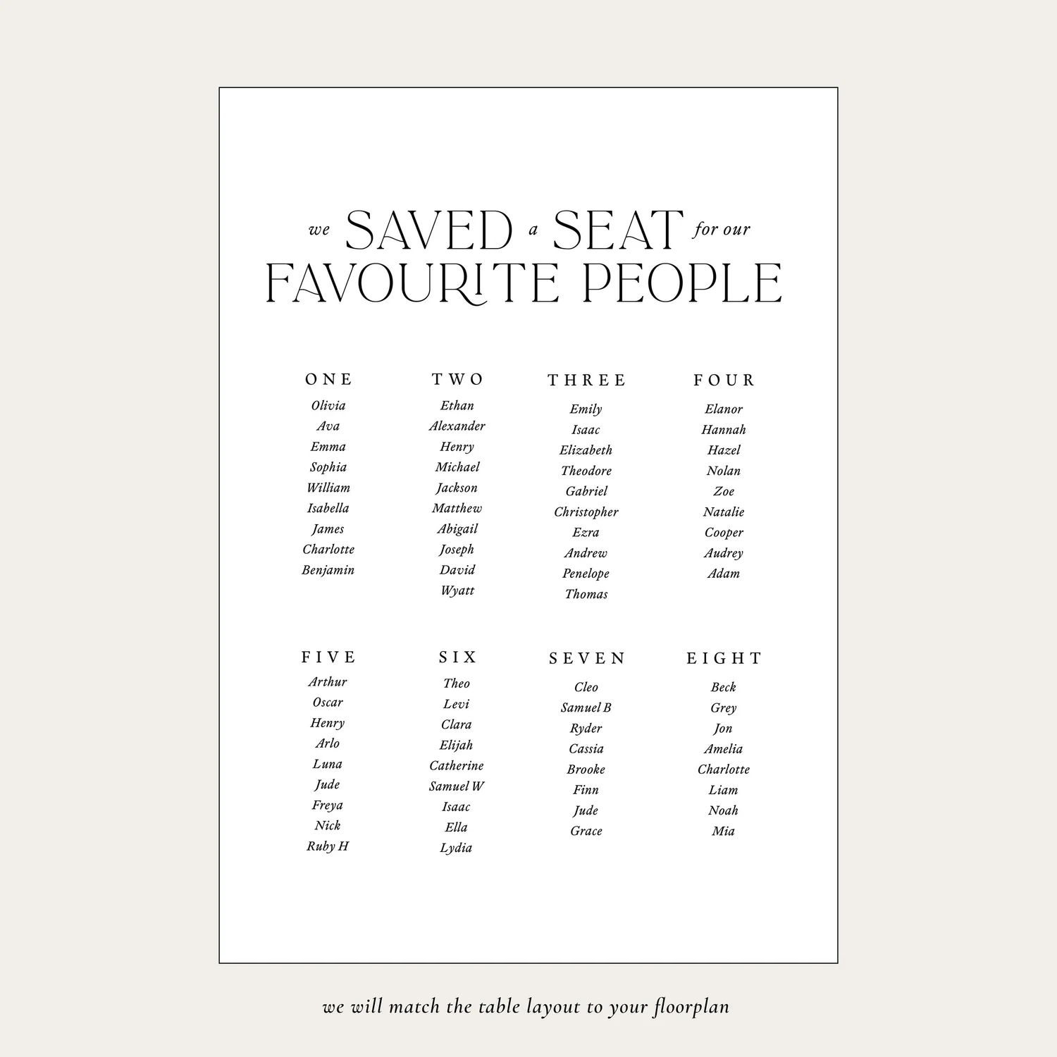 Seating Chart — Designs to Adore