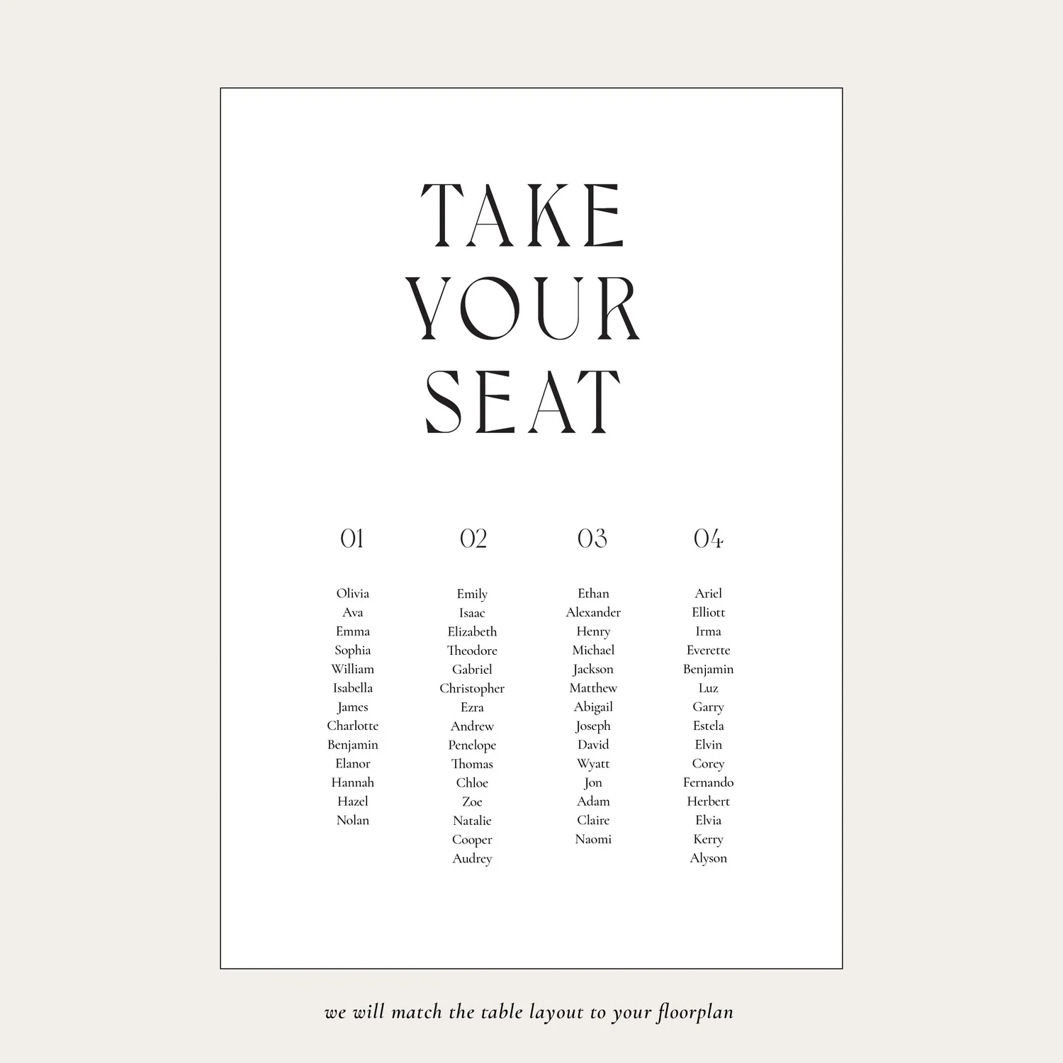 Seating Chart — Designs to Adore