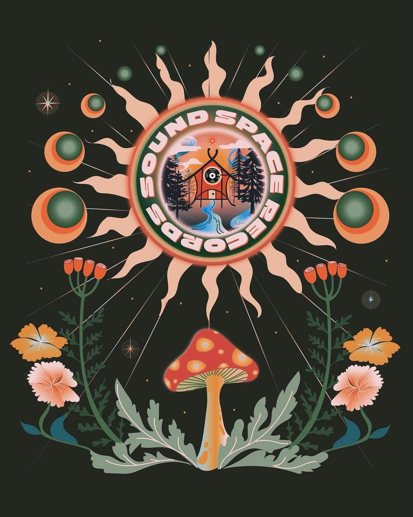 Shirt design for @soundspacerecord made a while back ✨🍄🌿