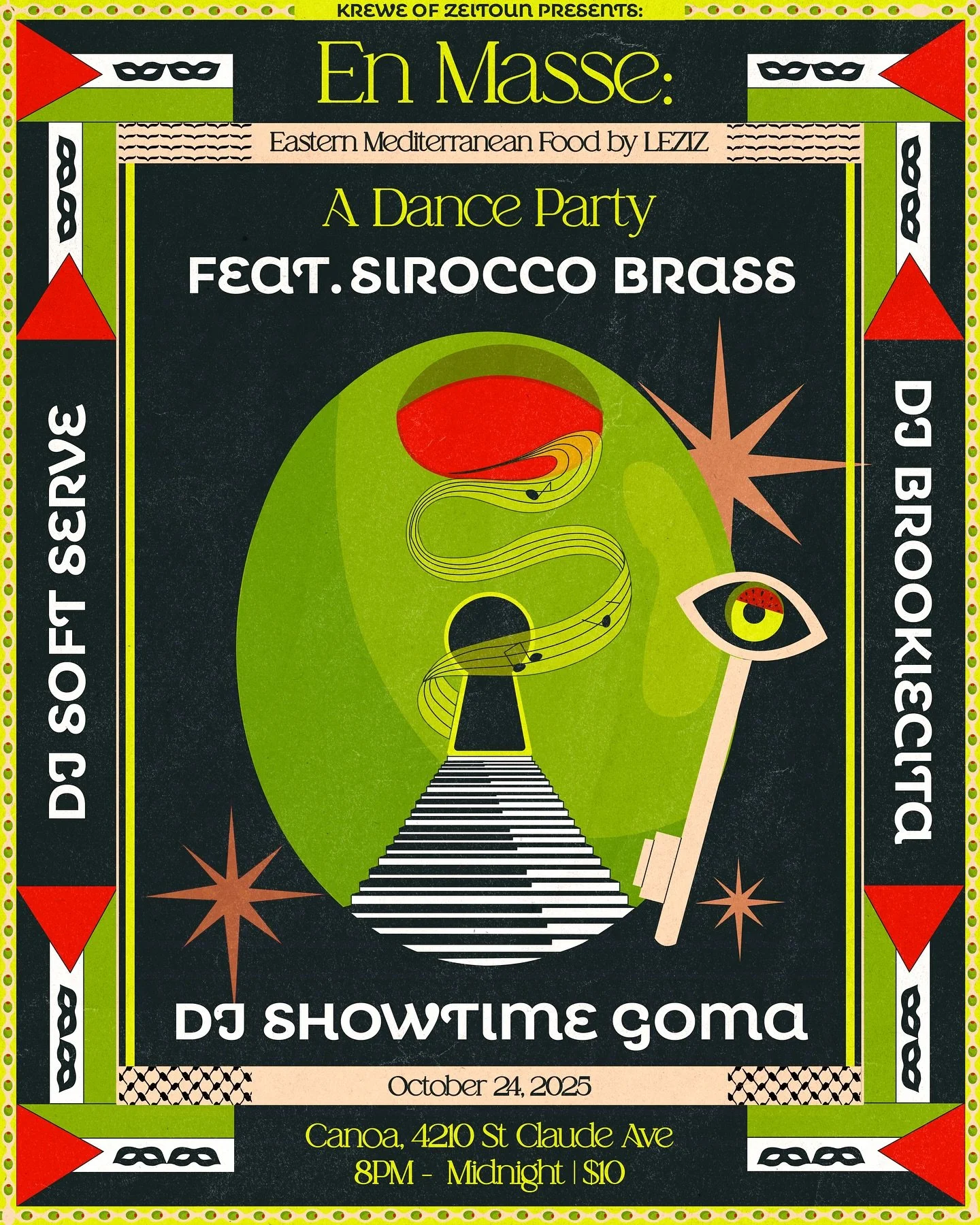 💚🖤❤️🤍 Poster for a dance party and solidarity event for Palestine happening in New Orleans later this month 💫✨
#freepalesti̇ne