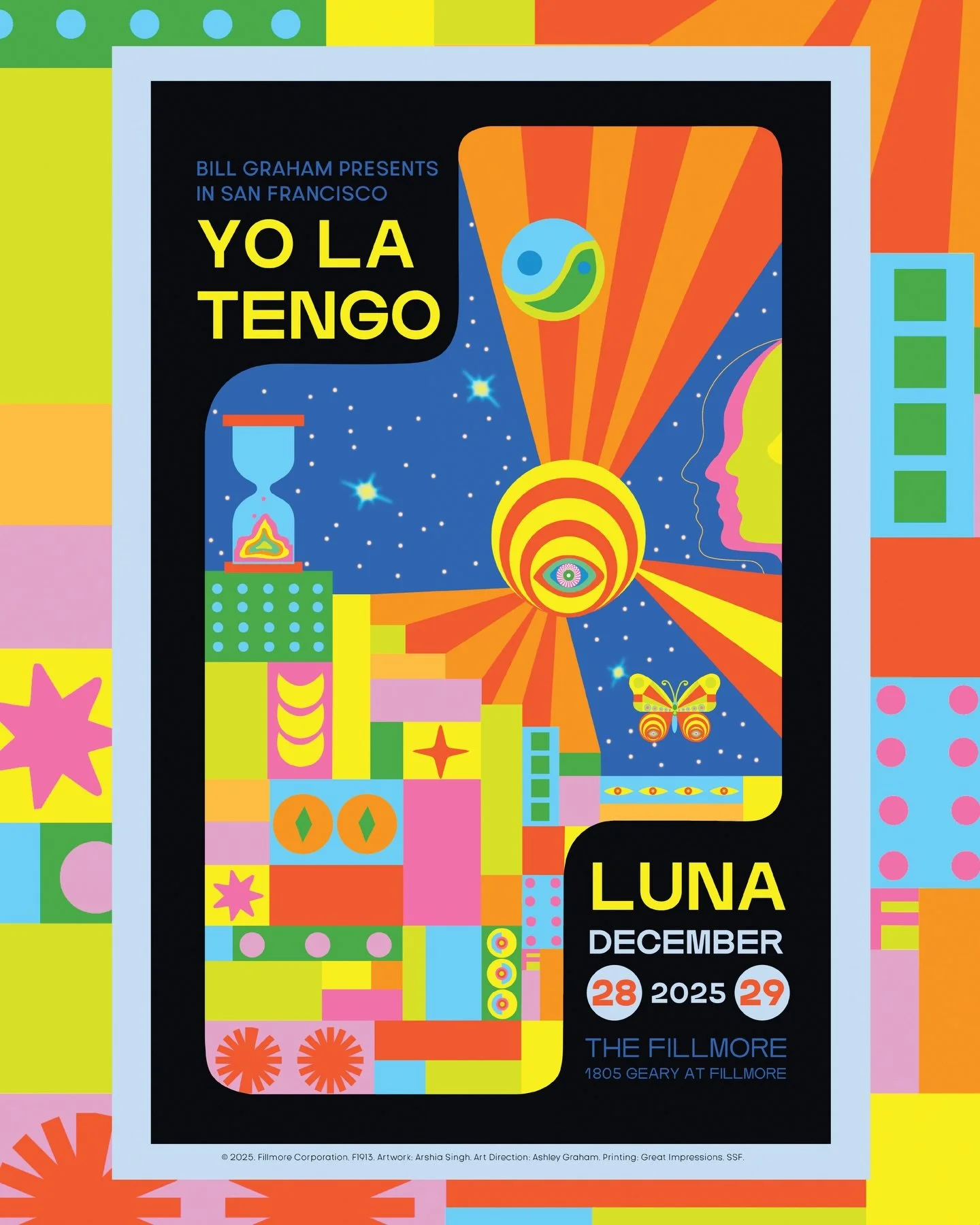 Honored to share the first of my two posters for @therealylt &amp; @luna_nyc for their New Years shows @thefillmore ✨🔥
So special to me that I got to work on these as I grew up appreciating their music. To be able to create art for them and add a sm