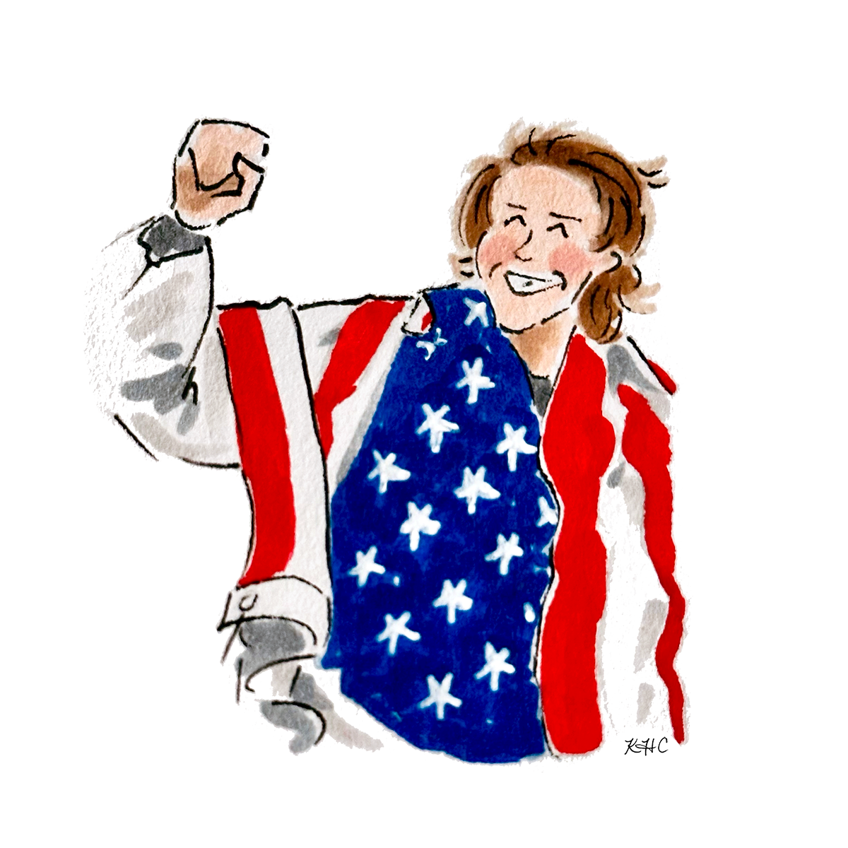 'Jack Hughes Gold,' 2026, Ink on Paper, 3x3in