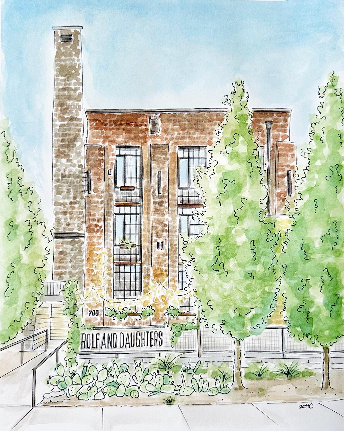 'Rolf & Daughters,' 2025, Gouache & Ink on Paper, 8x10in