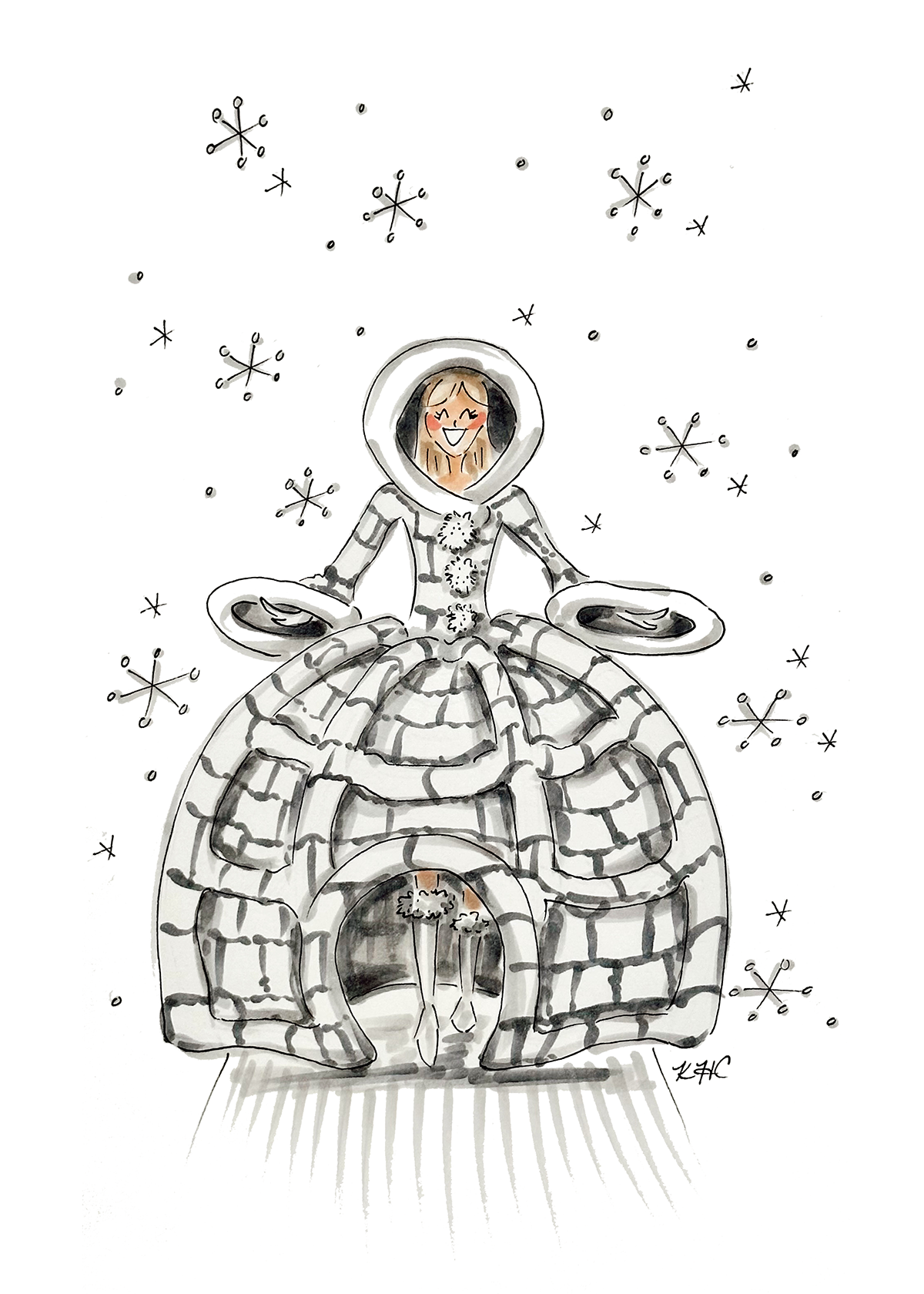 'Lizzie McGuire Igloo,' 2026, Gouache & Ink on Paper, 5x7in