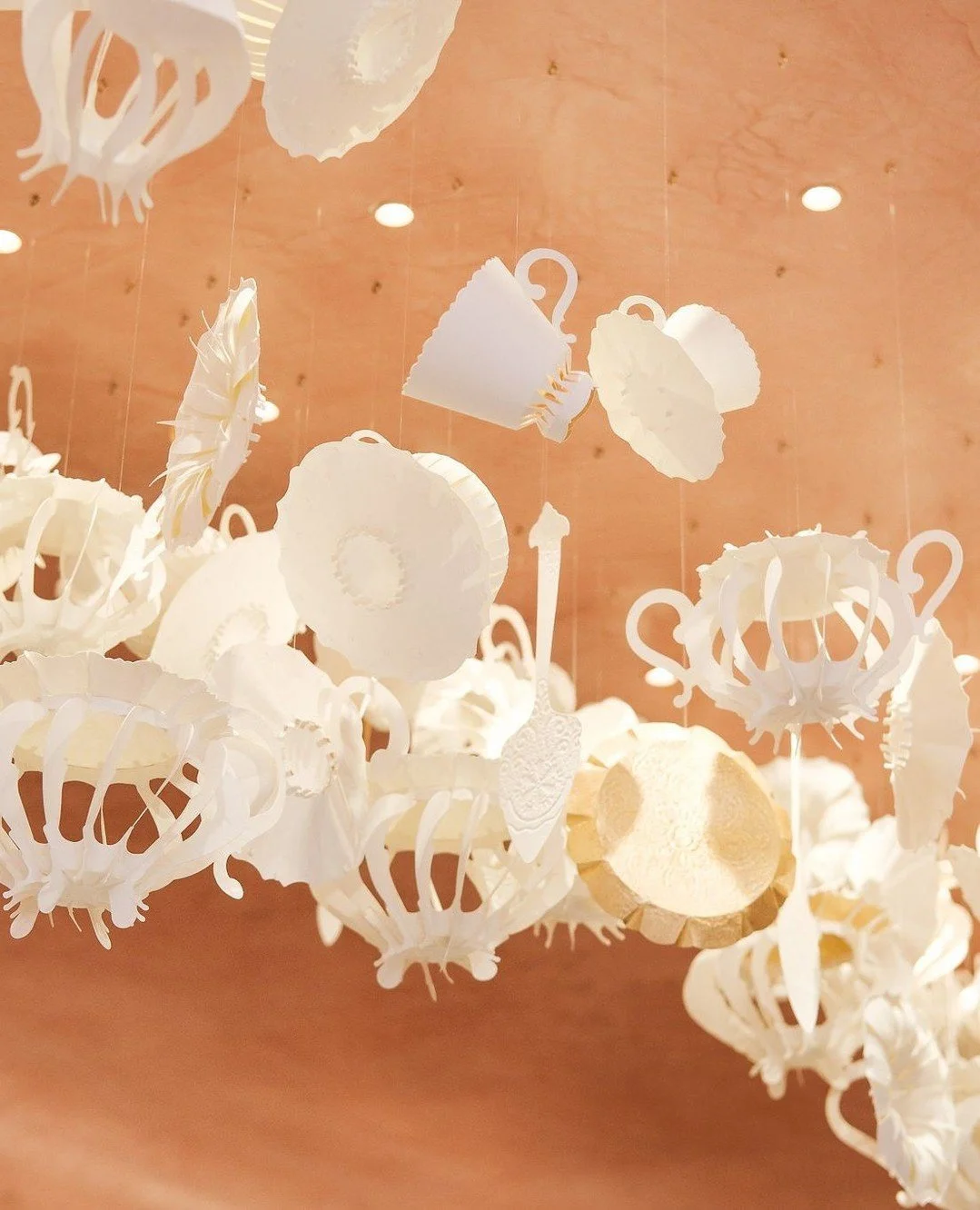 Delicate by design, whimsical by nature. Take a moment to appreciate our "Teatime" paper installation next time you&rsquo;re in for tea and cake.⁠
⁠
#paperart #teatime #leparc #leparcbytashas #bytashas⁠