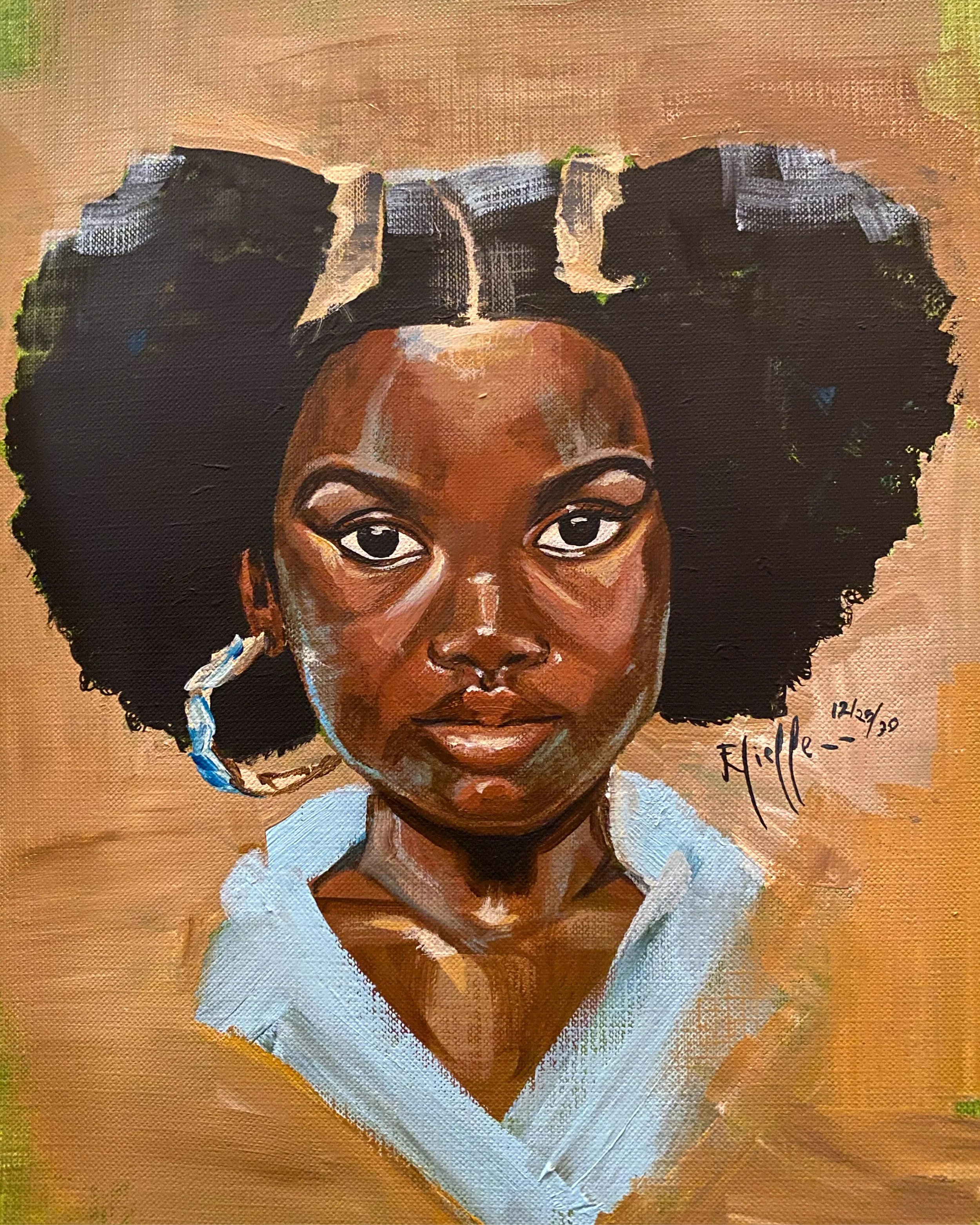 Portrait of child |
Acrylic on Canvas, 12 x 9 in,
2020
