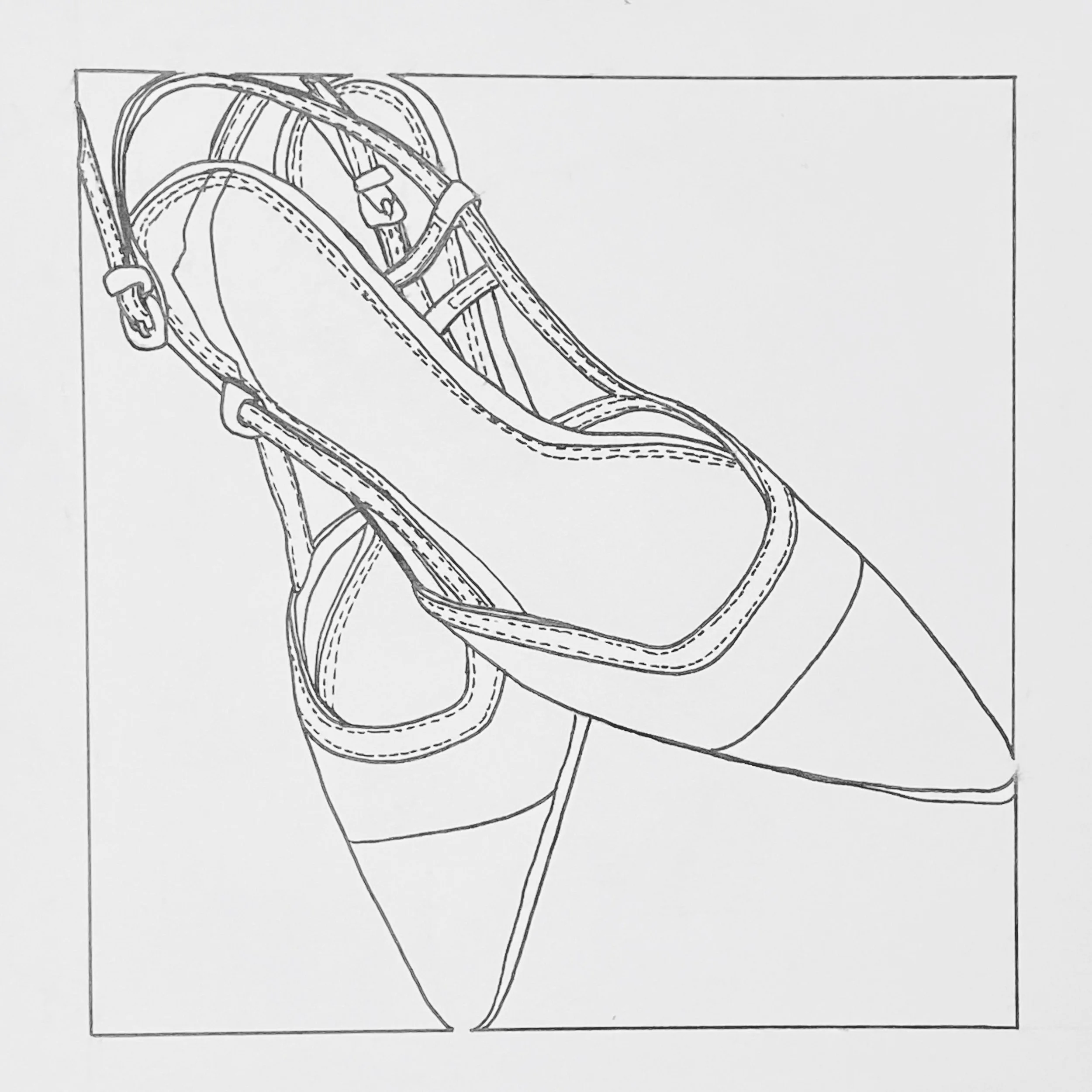 Shoes |
Micron pen on 8" x 8" paper, 2020