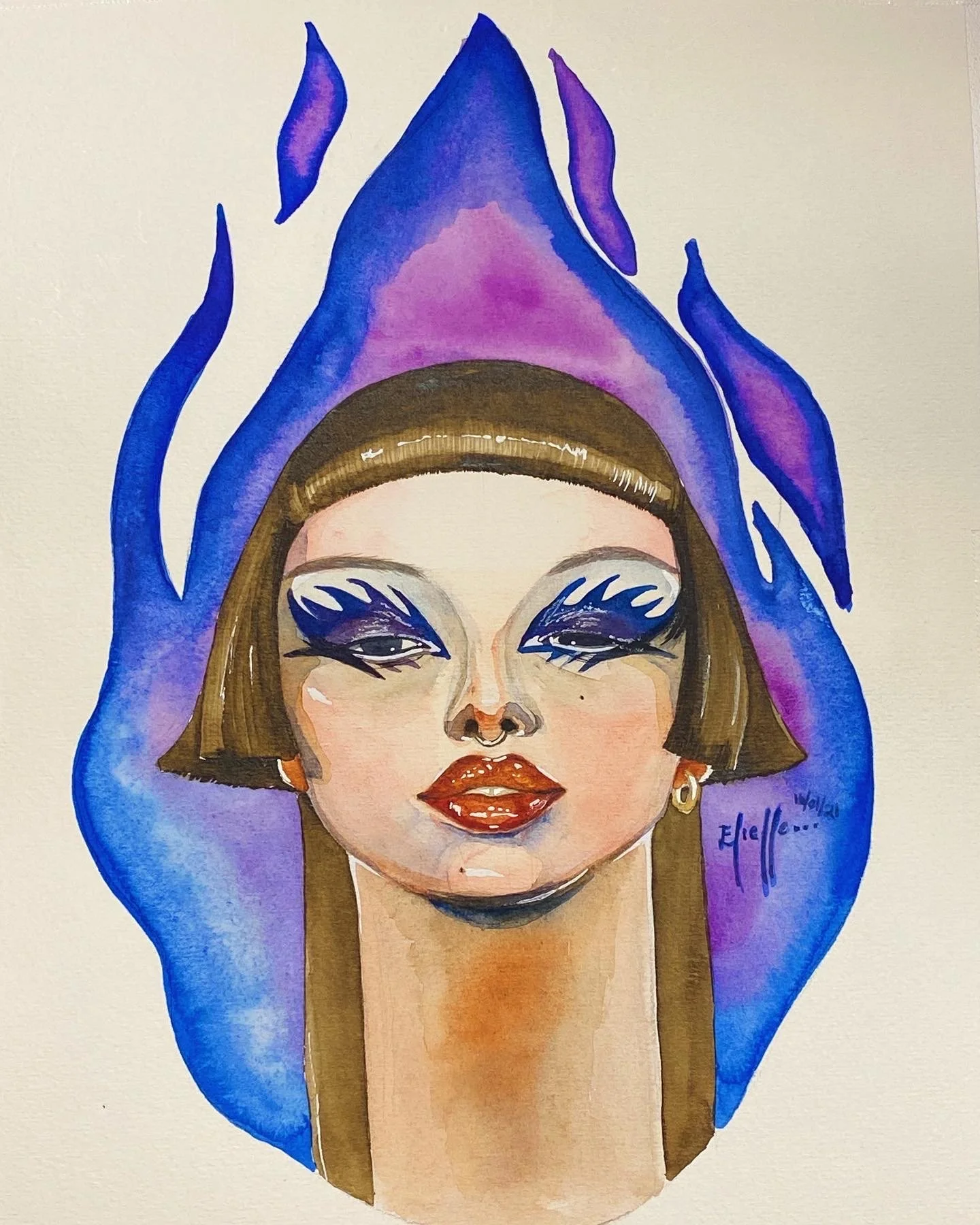 Flame |
Watercolor on paper, 12 x 9 in,
2021
