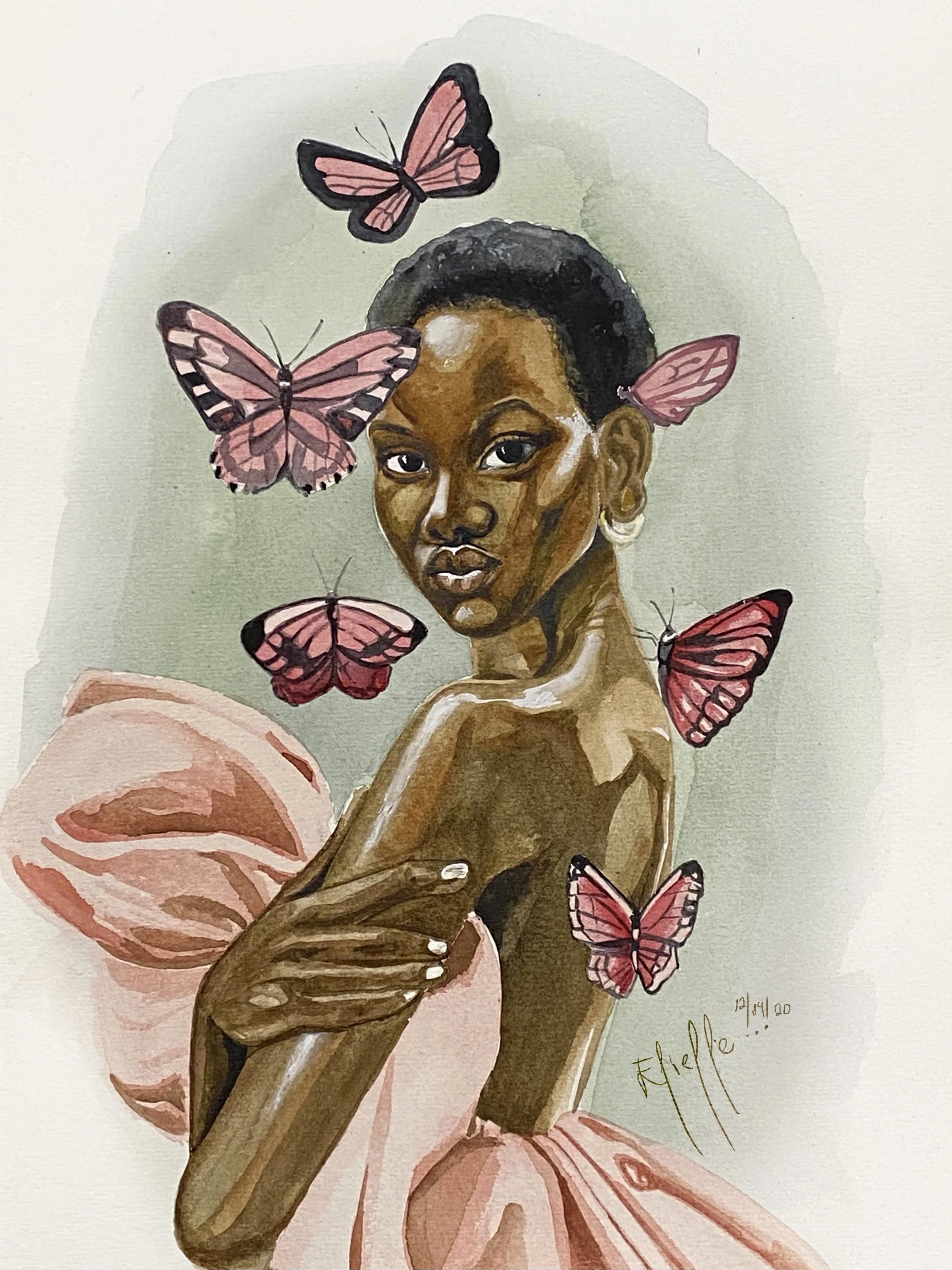 Butterflies |
Watercolor on paper, 12 x 9 in,
2020
