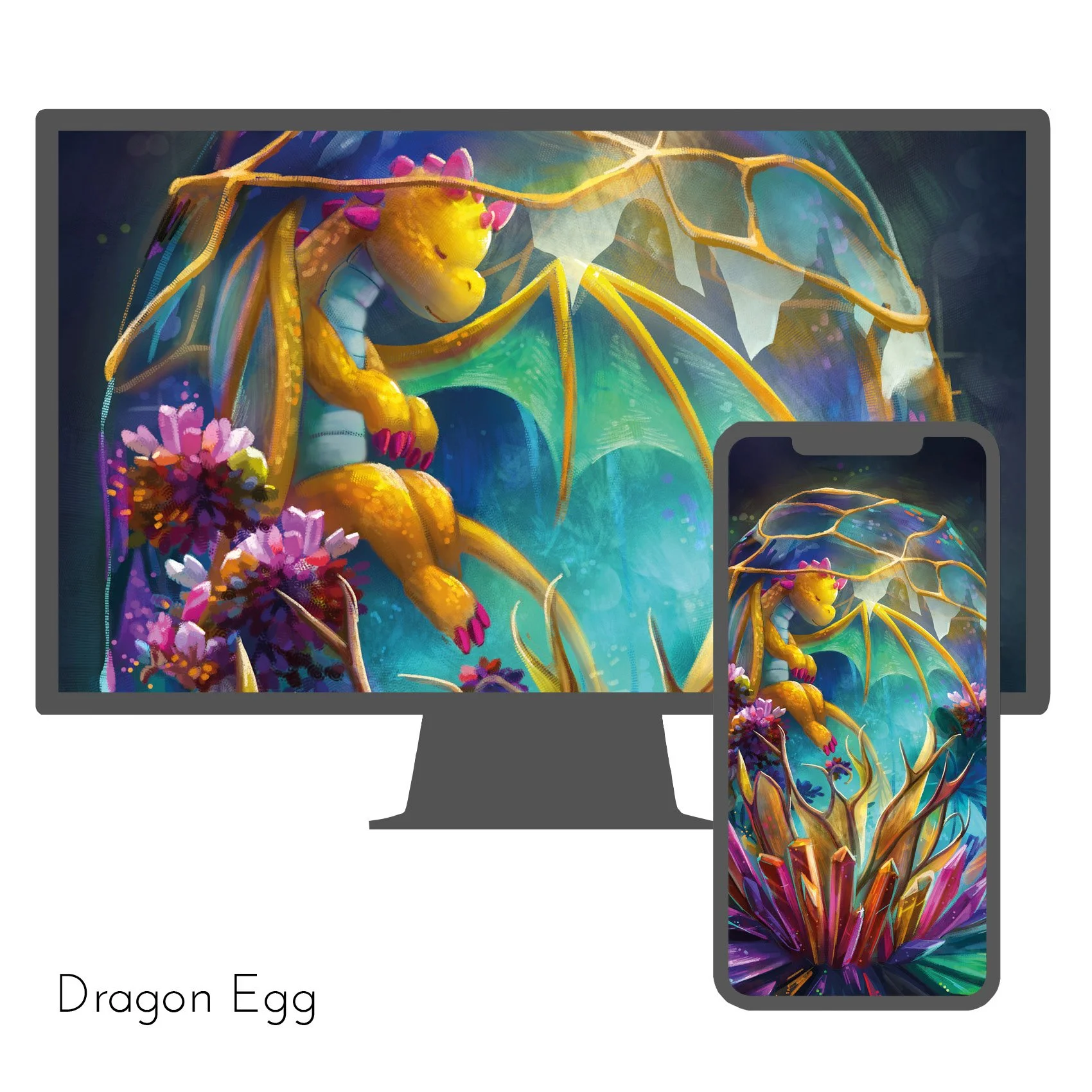 Tiny Spirits - Product Mockup - Wallpaper set Baby Dragons - Dragon Egg.jpg