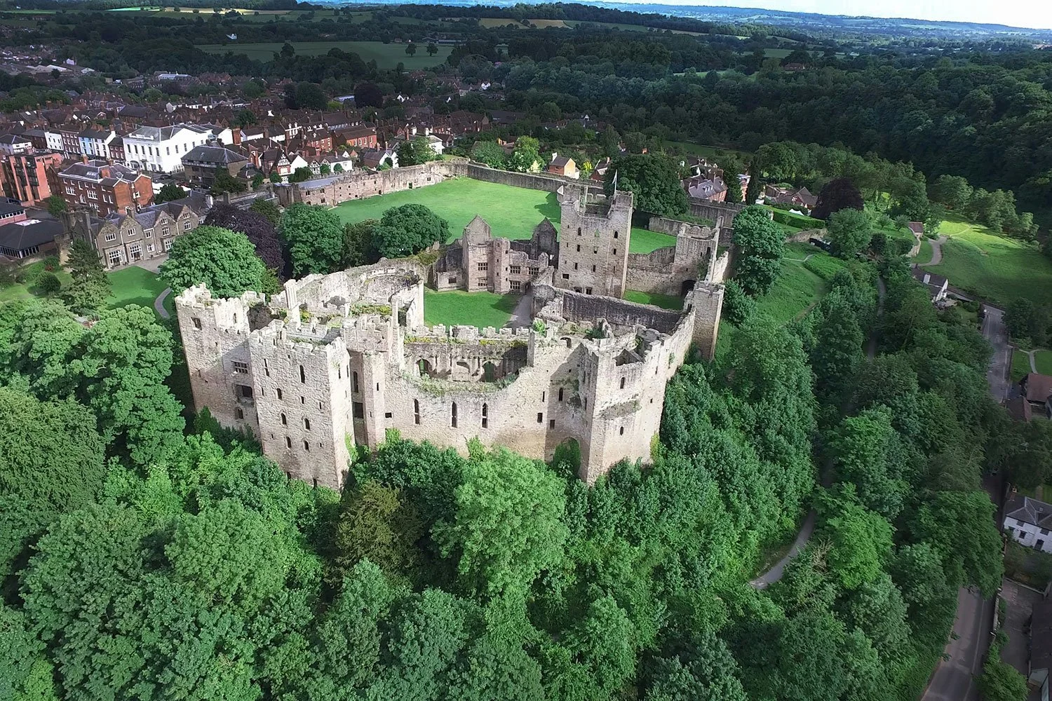 Ludlow Castle aerial view