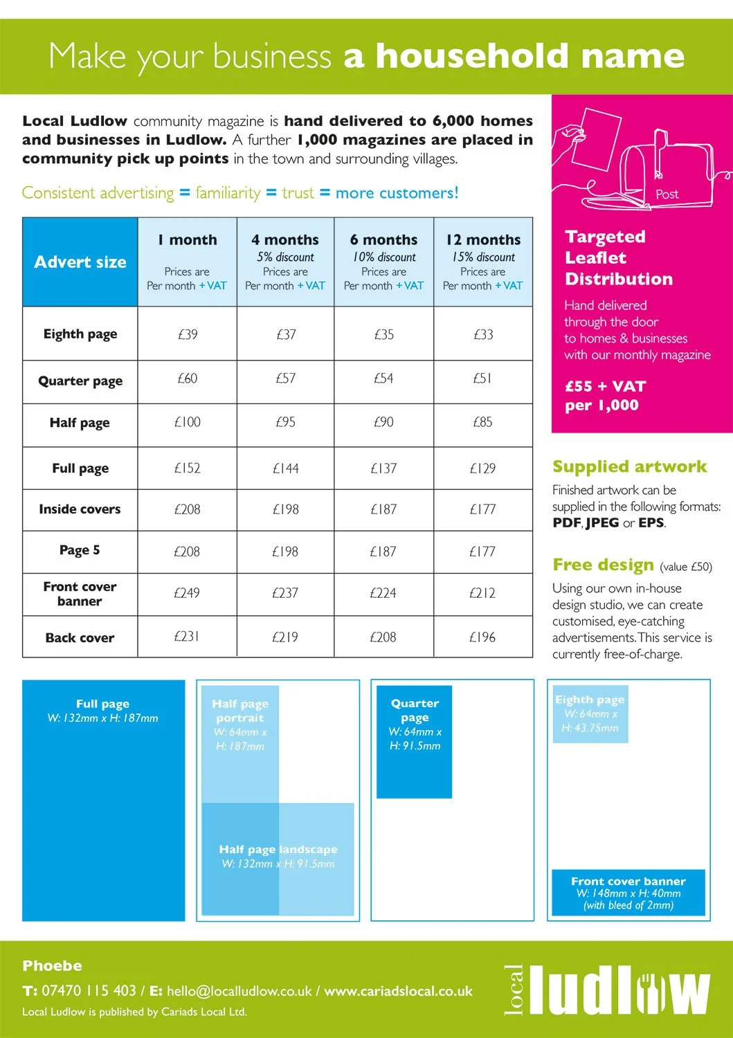 Local Ludlow magazine rates card